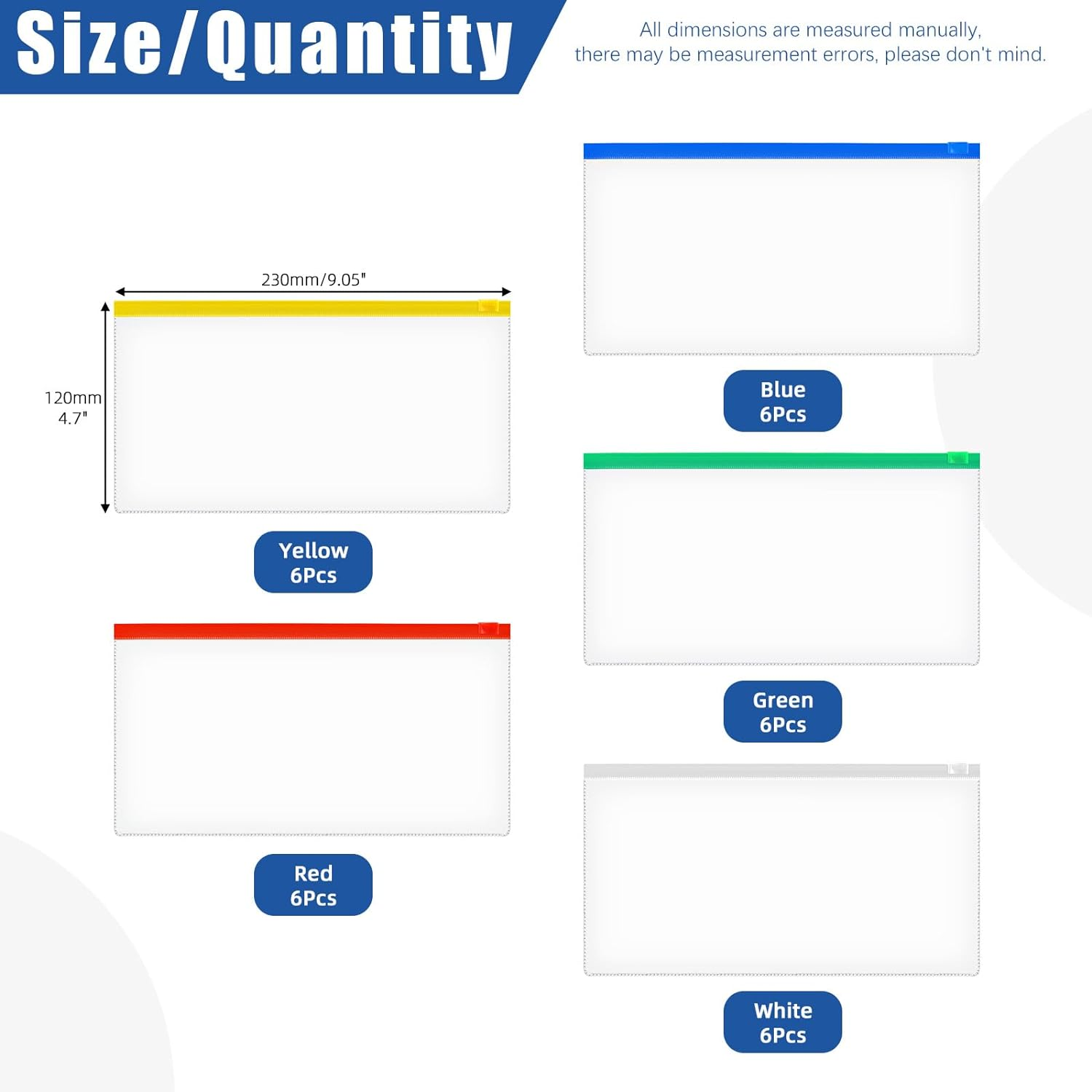 Glarks 30Pcs A6 Size Poly Zip Envelopes Mesh Zipper Pouch Envelope Zipper File Folders, 5 Colors Plastic Zipper Pouches with Label Pocket, Reusable Clear Pencil Bags for School and Office Supplies image number 2