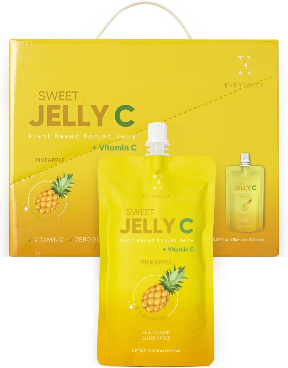 EVERYDAZE Sweet C Konjac Jelly | Vitamin C, Vegan, 5 Calories, 0 Sugar | 10 Packs | (10 PACKS, Pineapple) image number 2