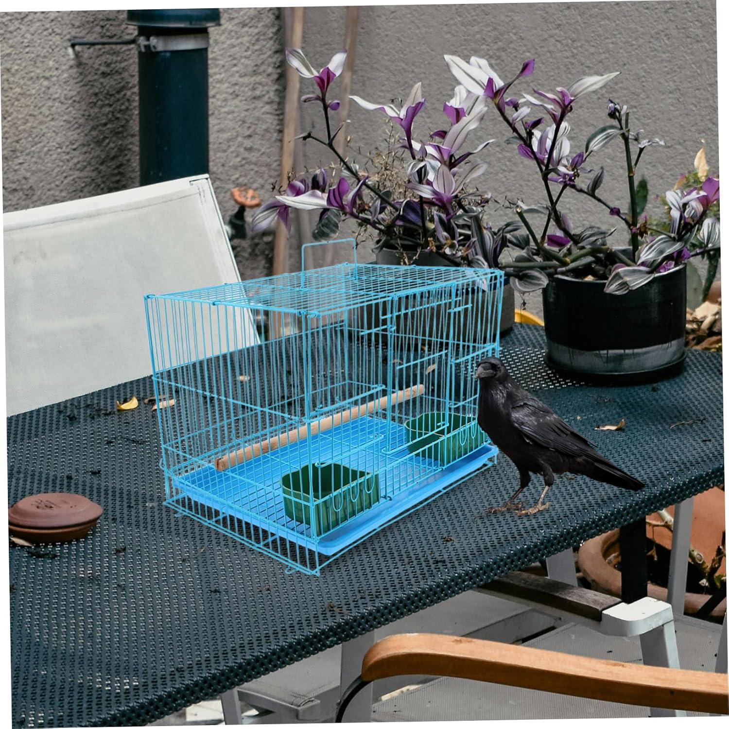 FONDOTIN Portable Bird Cage with Toilet Tray Small Animal Carrier for Parrots and Lovebirds Easy to Clean and Travel-Friendly Design Pet Supply Accessory image number 5