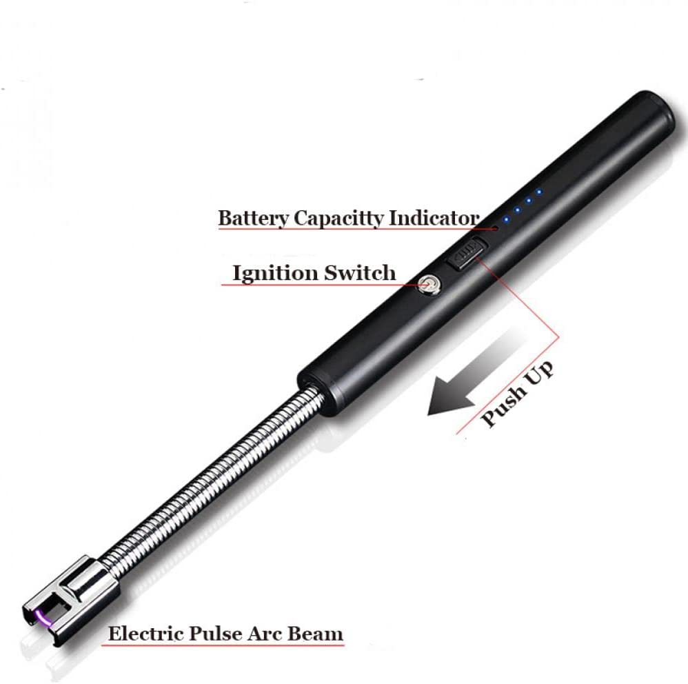 Rechargeable Electric Lighter, Kmest Upgraded Candle Lighter, Windproof Safety Switch, 360ｰ Flexible Long Neck USB Plasma Lighter for Household Camping Cooking BBQ Fireworks Flame (Silver) image number 6