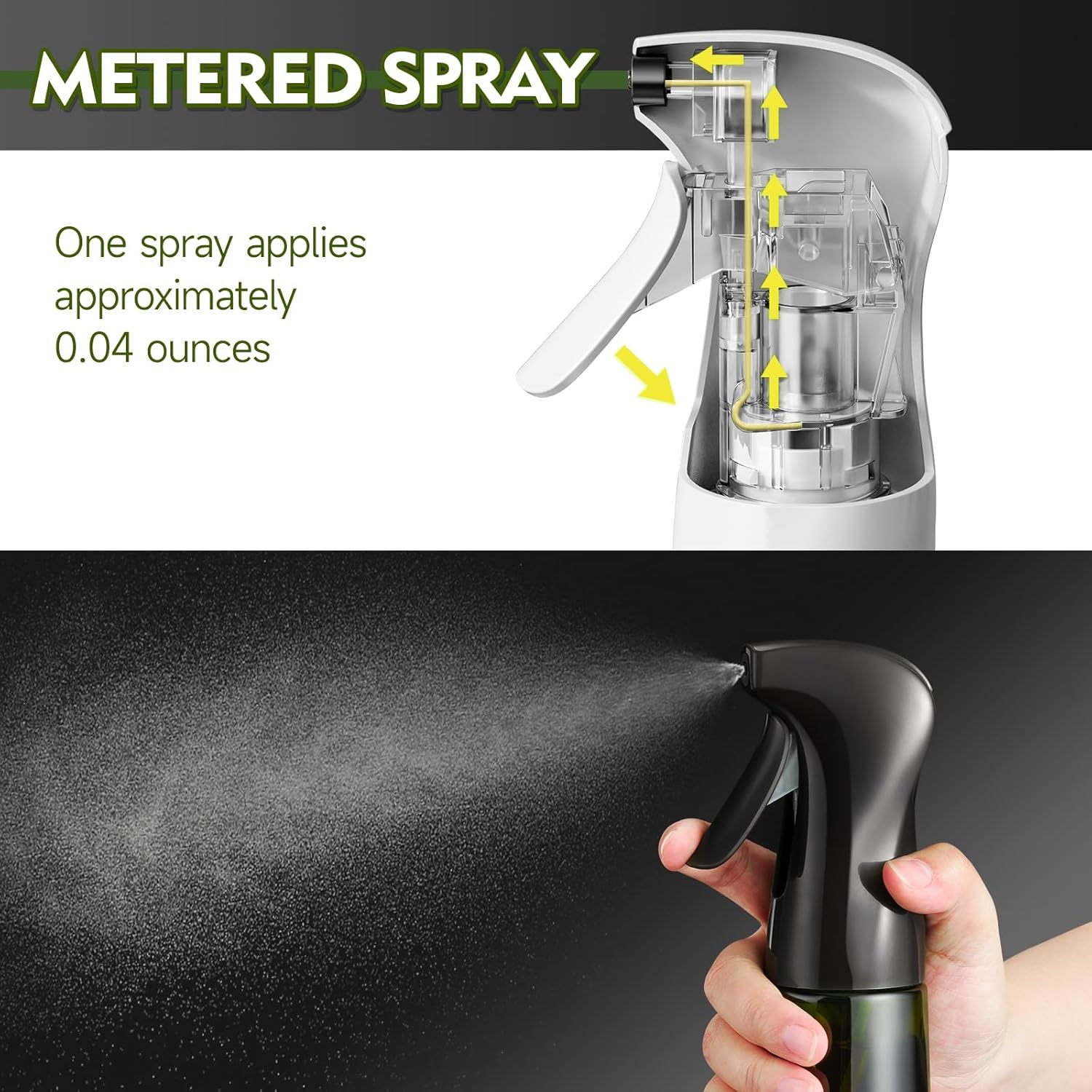 7Oz Glass Olive Oil Sprayer Bottle for Cooking, Oil Mister Spray Dispenser Bottle with Portion Control for Kitchen (Green, Light Blockage) image number 4