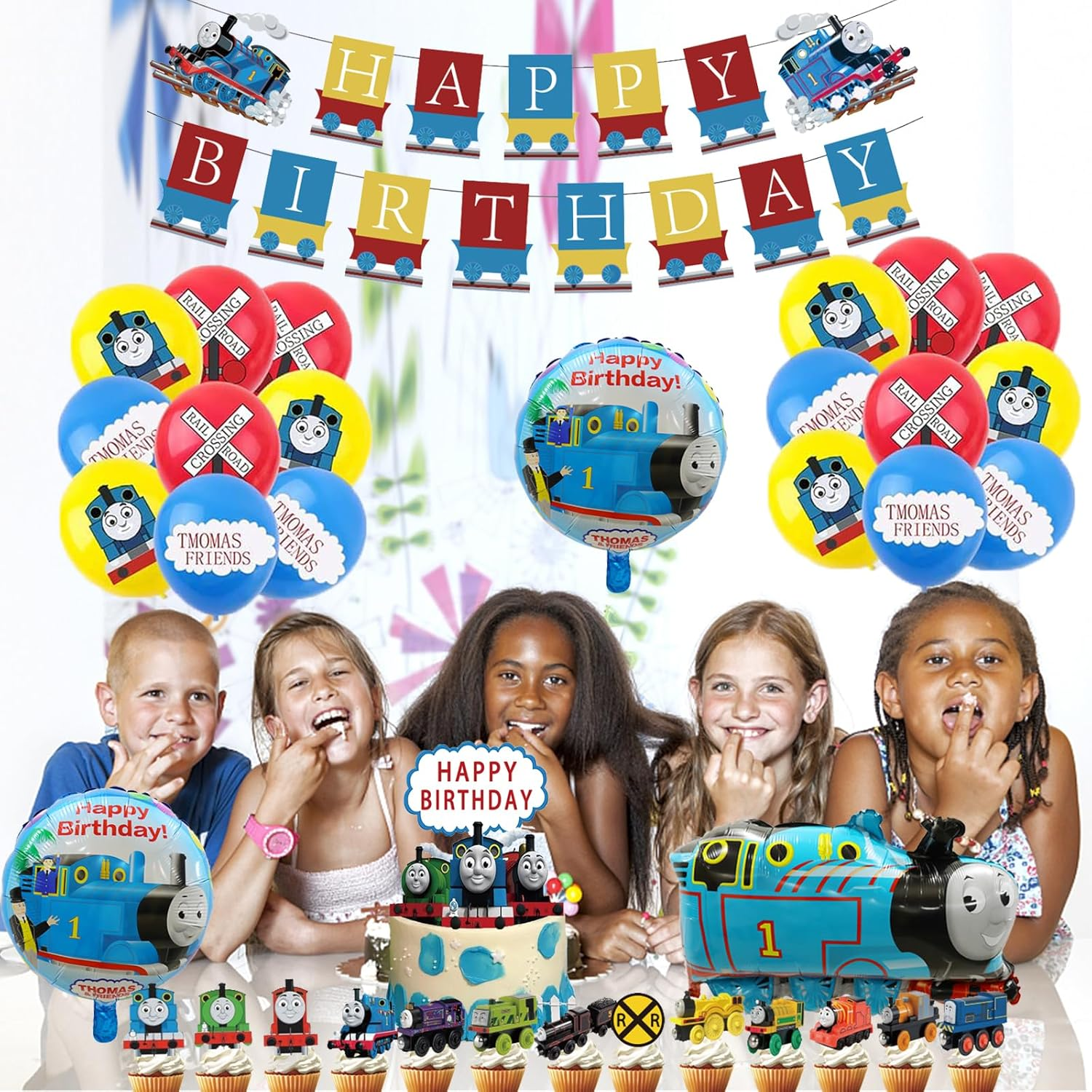 Thomas Locomotive Birthday Decoration Thomas Children'S Birthday Decoration Thomas Train Decoration Birthday Thomas Balloons Decoration Thomas Train Balloons Birthday Thomas Cake Decoration Thomas Birthday Banner image number 2
