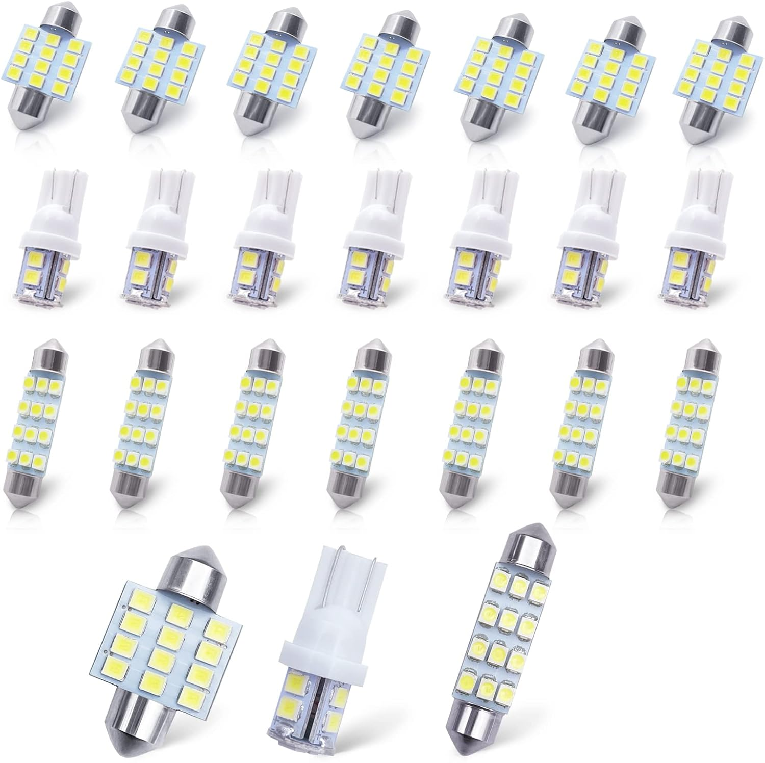 QUICTO 24Pcs Car Led Bulb, Auto Accessories Used for Car Interior Lights, Indoor Map Dome Lights, Trunk Lights, License Lights, Etc. Parts Replacement (Blue)