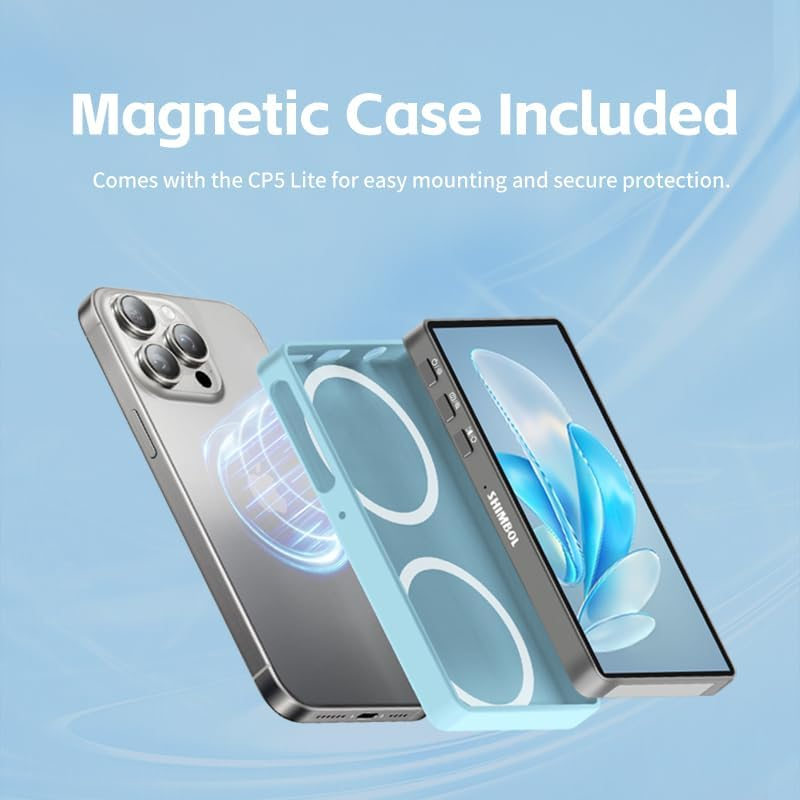 SHIMBOL CP5 Lite Selfie Monitor Screen,Magnetic Phone Vlog Selfie Monitor Screen for Phone Rear Camera for Live Stream Tiktok,Compatible with Ios Android,White Case image number 3