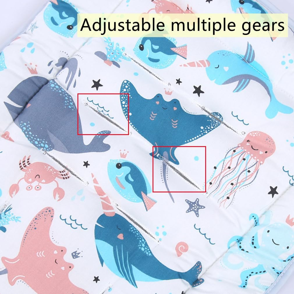 Baby Stroller Seat Liner Kids Pushchair Seat Cushion Mat Universal Breathable Stroller Liner Insert Stroller Cushion Pad Thick Cotton Stroller Liner Seat Pad Cover for (Whale &Octopus)