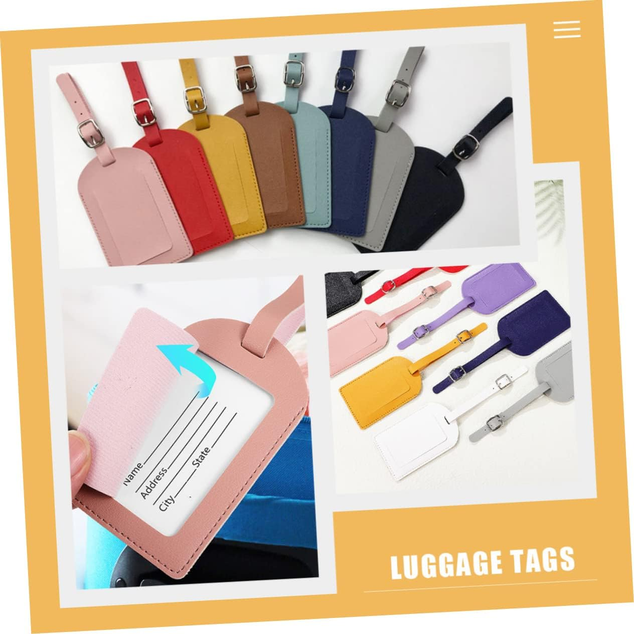 BESTYASH 5Pcs Luggage Identifier Tags Pu Travel Tags for Suitcases and Bags Convenient Baggage Personal Info Card for Business Trips and Travel Accessories image number 5