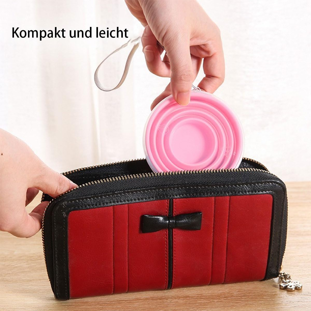 Pack of 3 Foldable Silicone Cups with Lid Outdoor Camping Folding Cup Reusable Foldable Cup for Outdoor Camping Picnic Hiking Travel image number 1