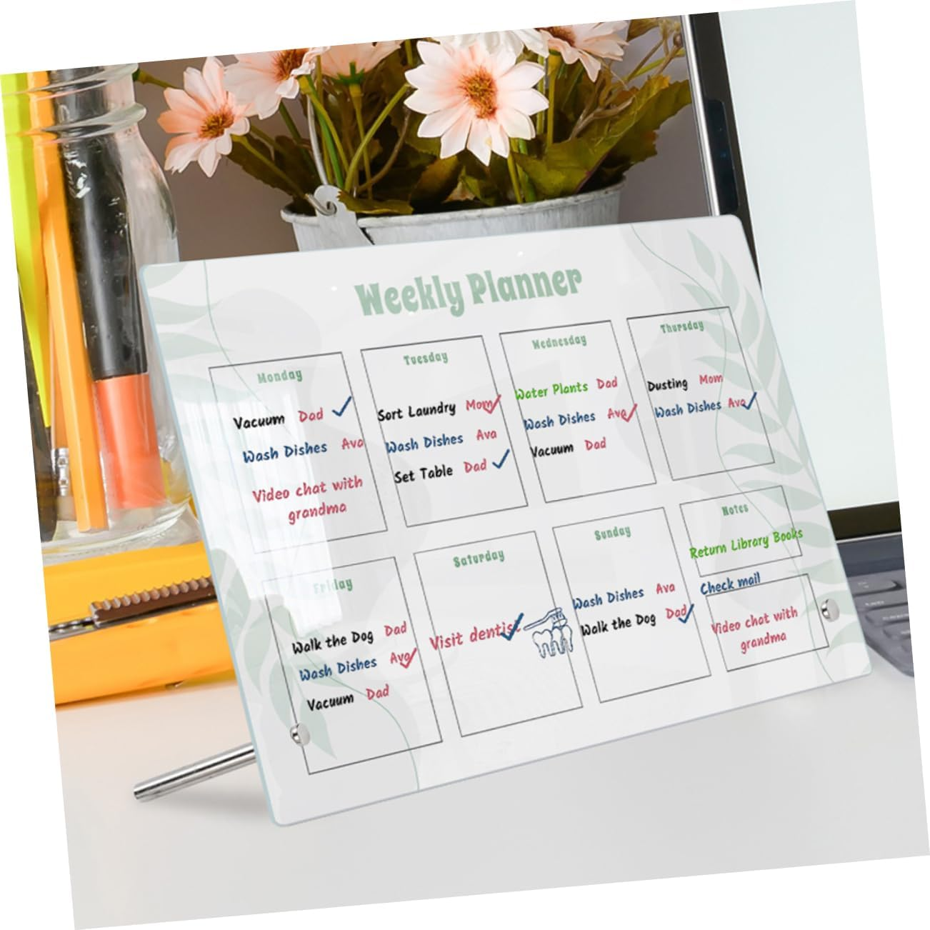 NUOBESTY Dry Erase Acrylic Note Board Whiteboard for Office Kitchen Home Planning Writing Board