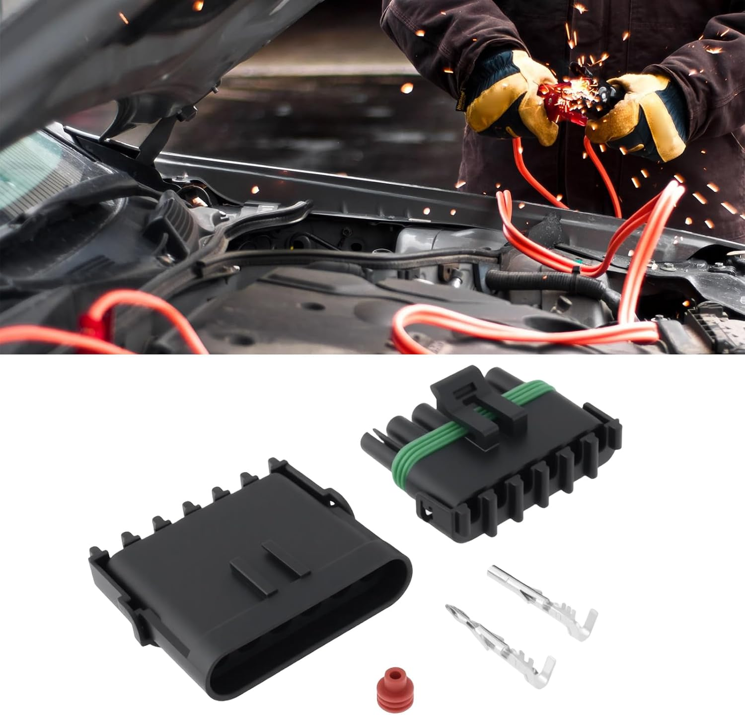 OTOTEC 2 Sets 6 Pin Car Waterproof Male Female Connectors Kit 14-16 AWG for Car Electrical Connector image number 2