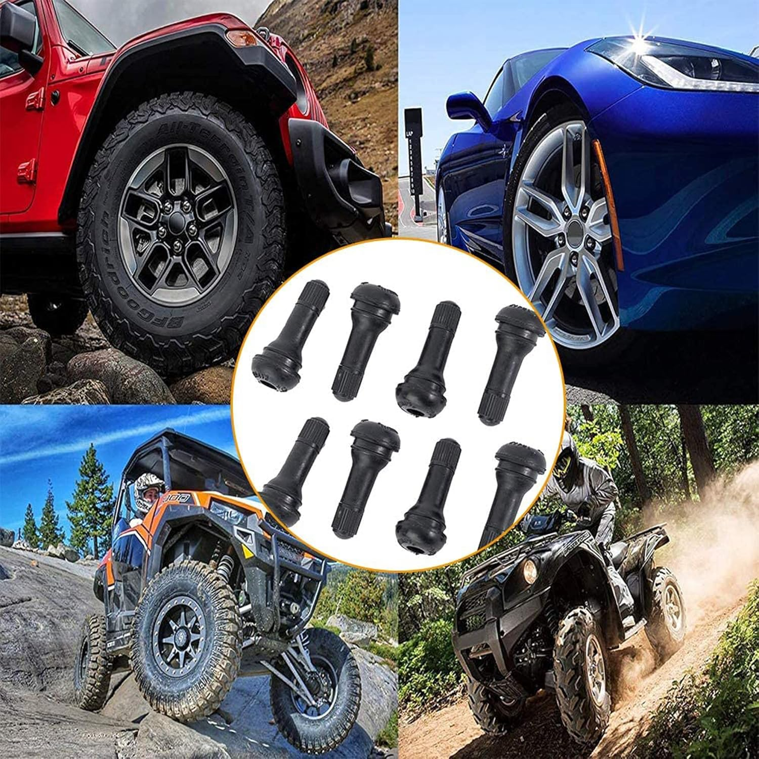 IRYNA Car Tire Valve Stem, 10Pcs Rubber, Black, Universal Fit for Truck, Motorbike, Passenger Car, Tubeless Snap-In, Brass Core, 50 X 19Mm, Max. 4.5 Bar image number 6