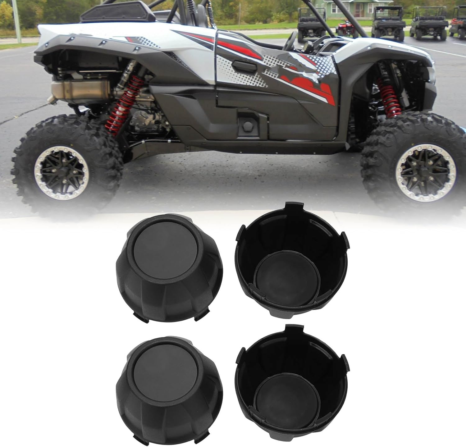 [4PCS] Wheel Covers for Teryx KRX 1000 2020-2022, Black Tire Wheel Center Caps, Durable Dust Resistant Hub Covers, Elegant Styling Protection for All Terrain Enthusiasts image number 1
