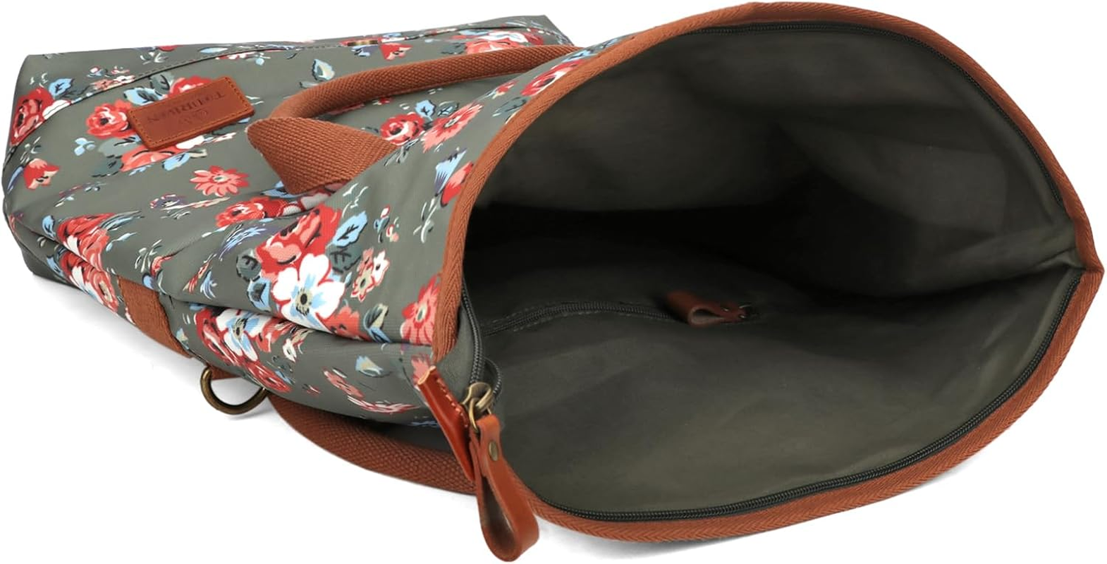 TOURBON Canvas and Leather Roll-Top Clip-On Bicycle Panniers Women'S Shoulder Tote Bag image number 1