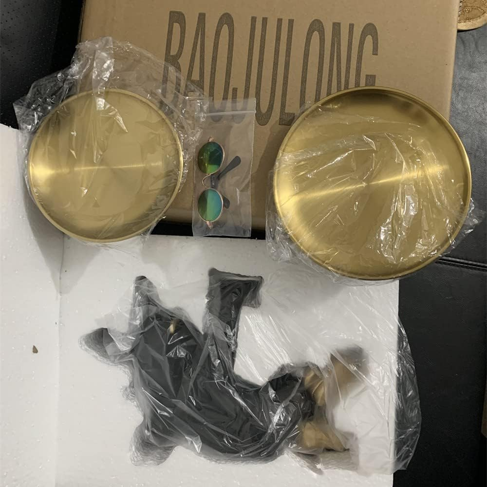 BAOJULONG Cool Resin Dog Statue Black 2 Metal Trays with Cute Glasses French Bulldog Figurine Sculptures Home Decor Gift image number 6