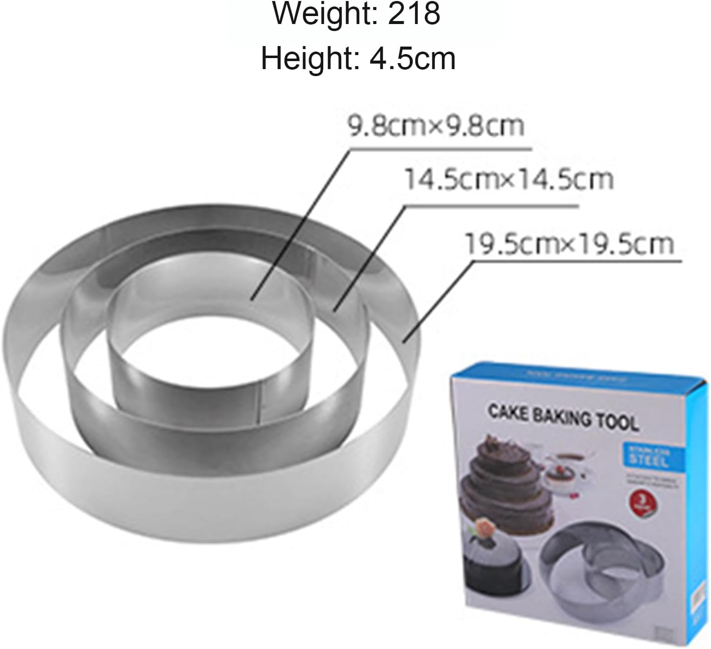 3 Pcs Cake Rings Set Mousse Cake Rings Baking Moulds Circle Pancake Mold English Muffin Ring Biscuit Cutter Set Pastry Mould Reusable Cake Pastry Molds for Making Steaming Baking Cake Decor (Round) image number 5