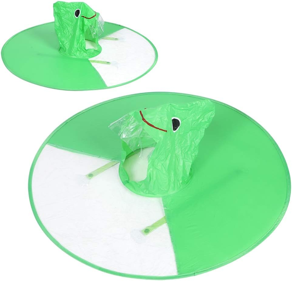 UFO Raincoat Kids, Reusable Foldable Kids UFO Rain Umbrella Hat with Cute Design, Hand Free Foldable Raincoat Cap, Kids Rain Wear(Green) image number 3