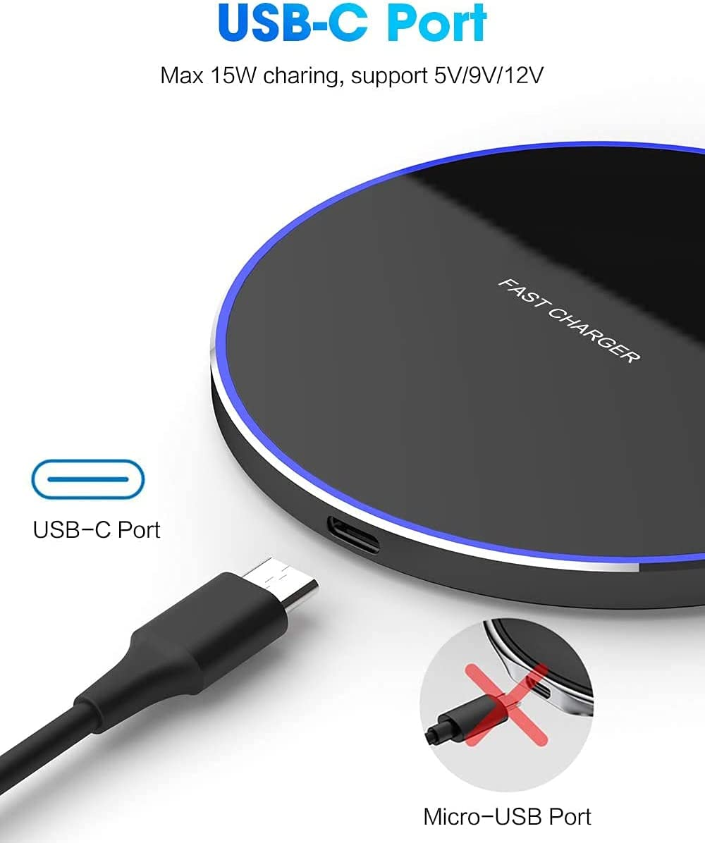 Fast Wireless Charging Pad Compatible with Iphone 16 15 14 13 12 11 Pro Max/13 12 Mini/Xr/Xs/X,Samsung Galaxy Z Fold/Flip,S24/S23/S22/S21/S20/Note 20,Pixel 9 Pro,Airpodpro/Galaxy Buds/Pixel Buds image number 5