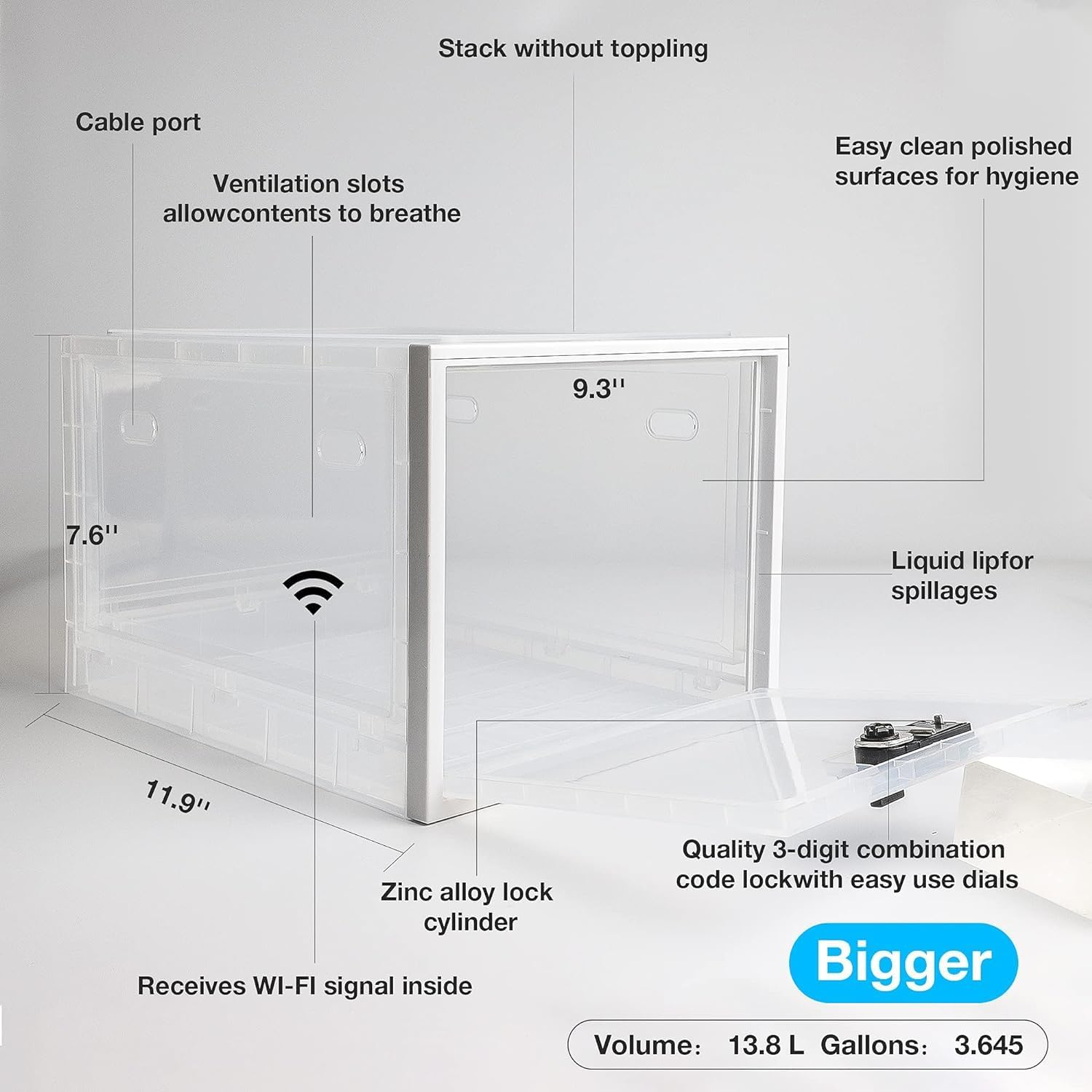 Medicine Lock Box, Large Lock Box, Medication Storage Lockable Container for Medicine Storage Box Refrigerator Food Safe Locking Box Tablet Phone Locked Box for Kitchen Home School and Office Safety image number 4