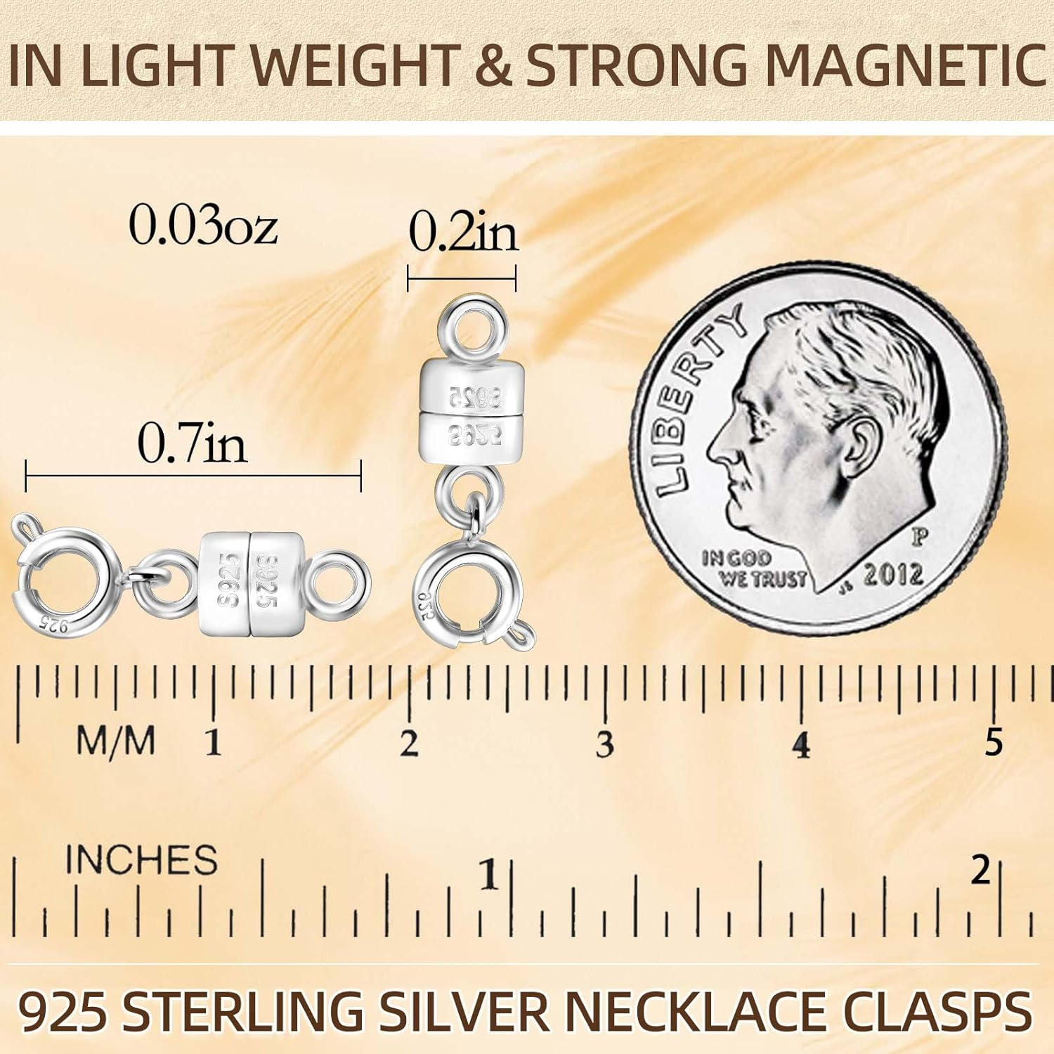 Qulltk 925 Sterling Silver Magnetic Necklace Clasps and Closures,Mini Bracelets Clasp Converter Gold and Silver Chain Extender for Jewelry Making Supplies image number 6