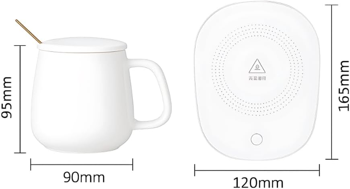Smart Electric Coffee Mug Warmer with Ceramic Mug Included &ndash; Desktop Beverage Heating Plate for Office & Home &ndash; Keeps Coffee, Tea, Milk, Hot Chocolate or Water Warm Auto Shut off Safety Design (White) image number 2