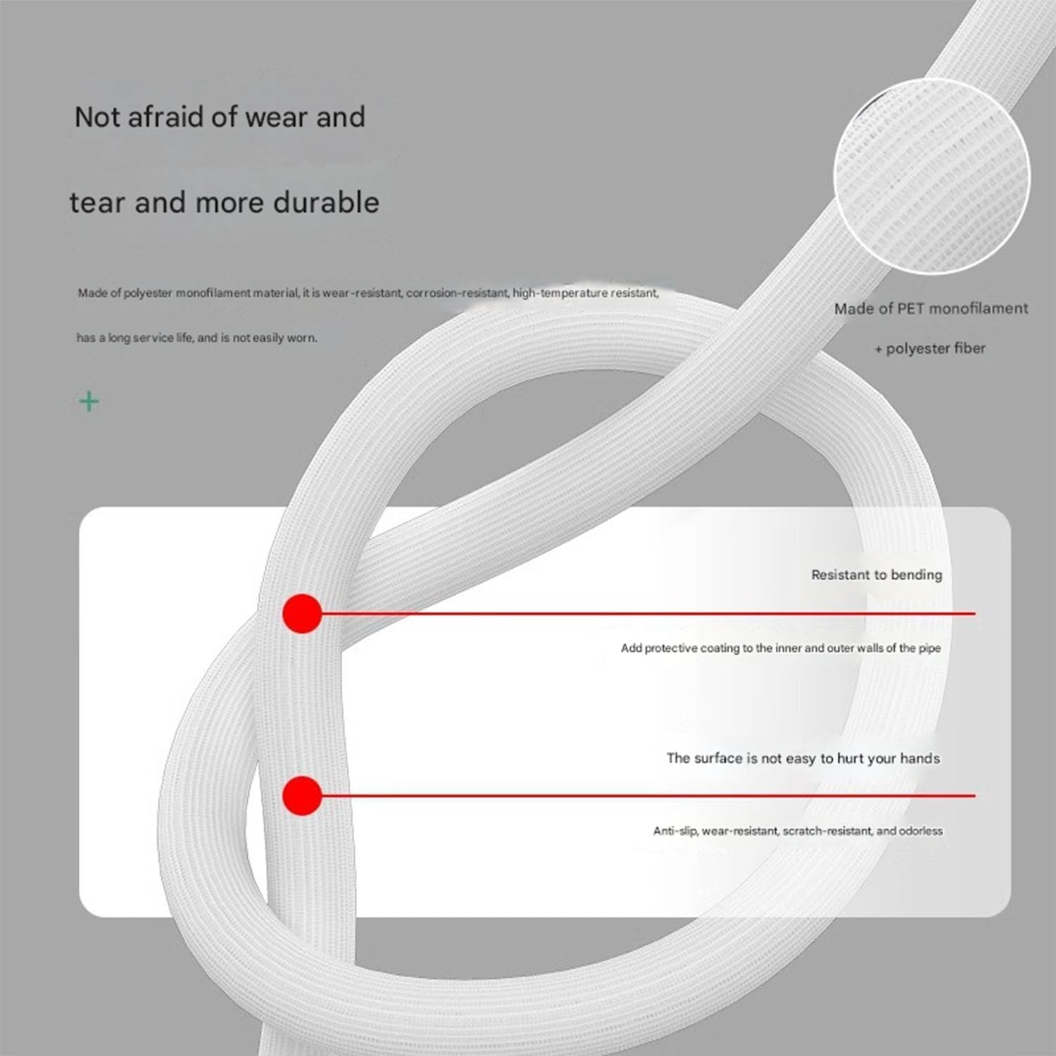 FRYI888YUNK Pet Cord Protector, 6.6Ft (2M) - 1/2 Inch Expandable Braided Cable Sleeve, Chew Resistant Cord Cover for Dogs & Cats, Flexible Wire Loom for Home, Office, USB, Power & Audio Cables (White)