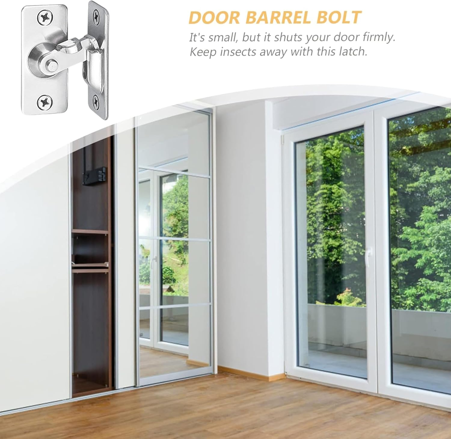 Stainless Steel Right Angle 90 Degree Door Buckle,Mini Size Door Lock,Outward Opening Door Security Lock,Protect Privacy - Security Door Latch,Heavy Duty Security Screen Door Latch (2, Silver) image number 1