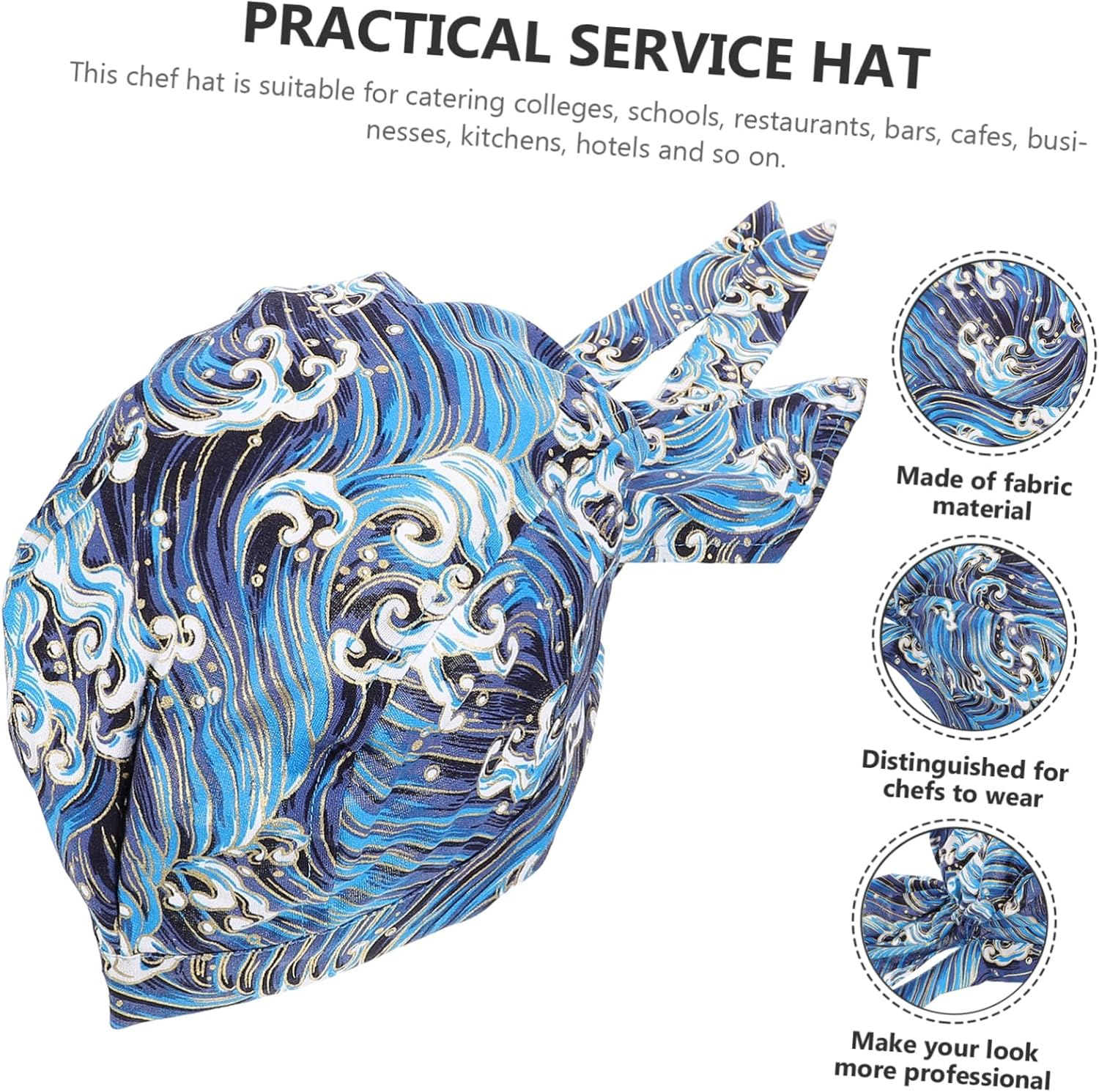 MERRYHAPY Kitchen Work Hat Chef Hat Breathable Fabric for Waiter Service for Restaurant for Kitchen Dining image number 5