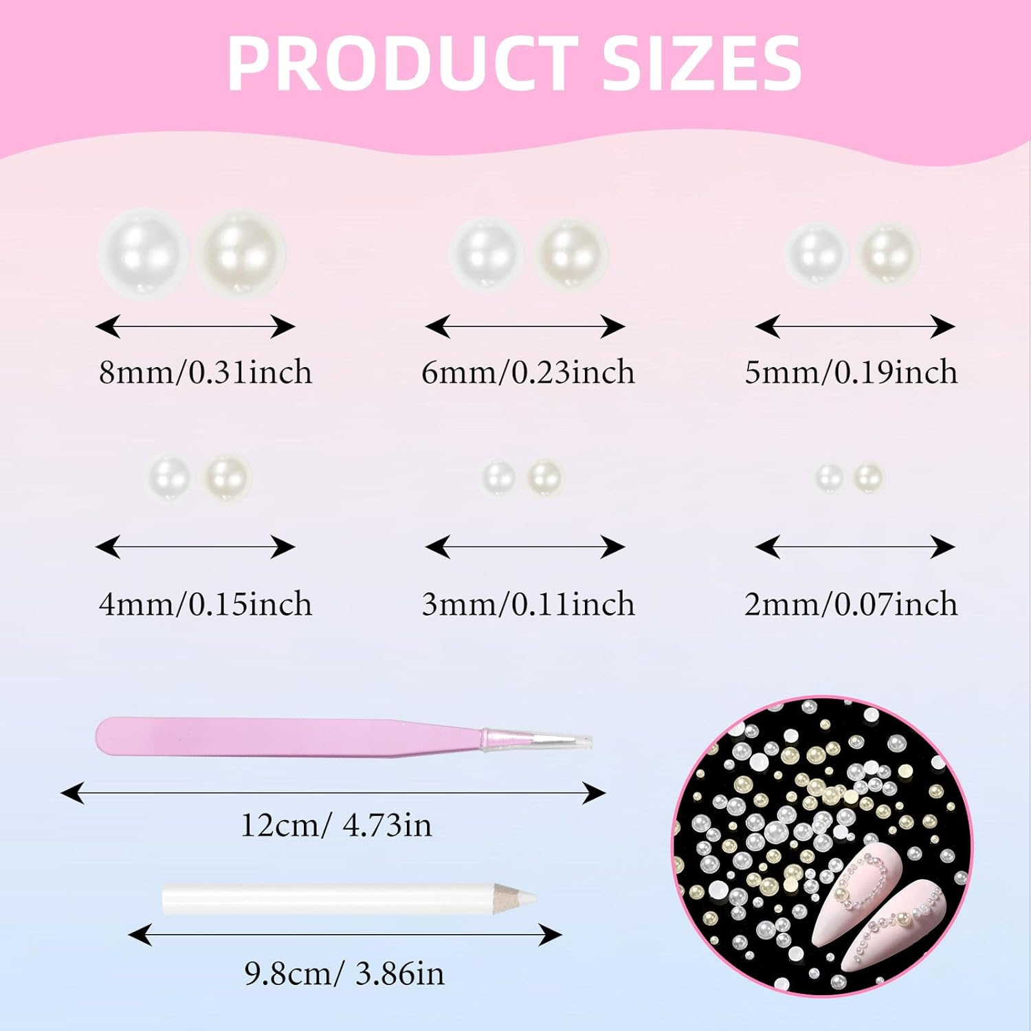 2 Boxes Flatback Pearls and Beads for Nails, Mixed Sizes White Beige Nail Art Pearls Luxurious Silver Gold Half Pearl Nail Charms, Gems for Nails ABS round Plastic Beads Nail Supplies DIY