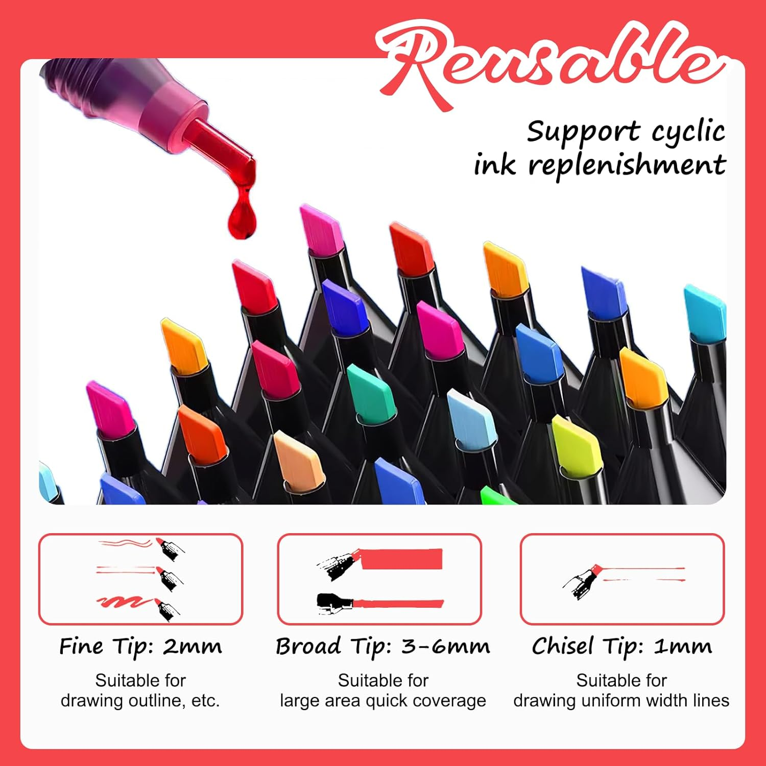 Zelphia Alcohol Markers Double Tipped - 80 Colors Art Drawing Set, Colouring Markers for Kids, Artist, Adult, Based Highlighter Pen for Painting, Coloring, Drawing and Sketching image number 6