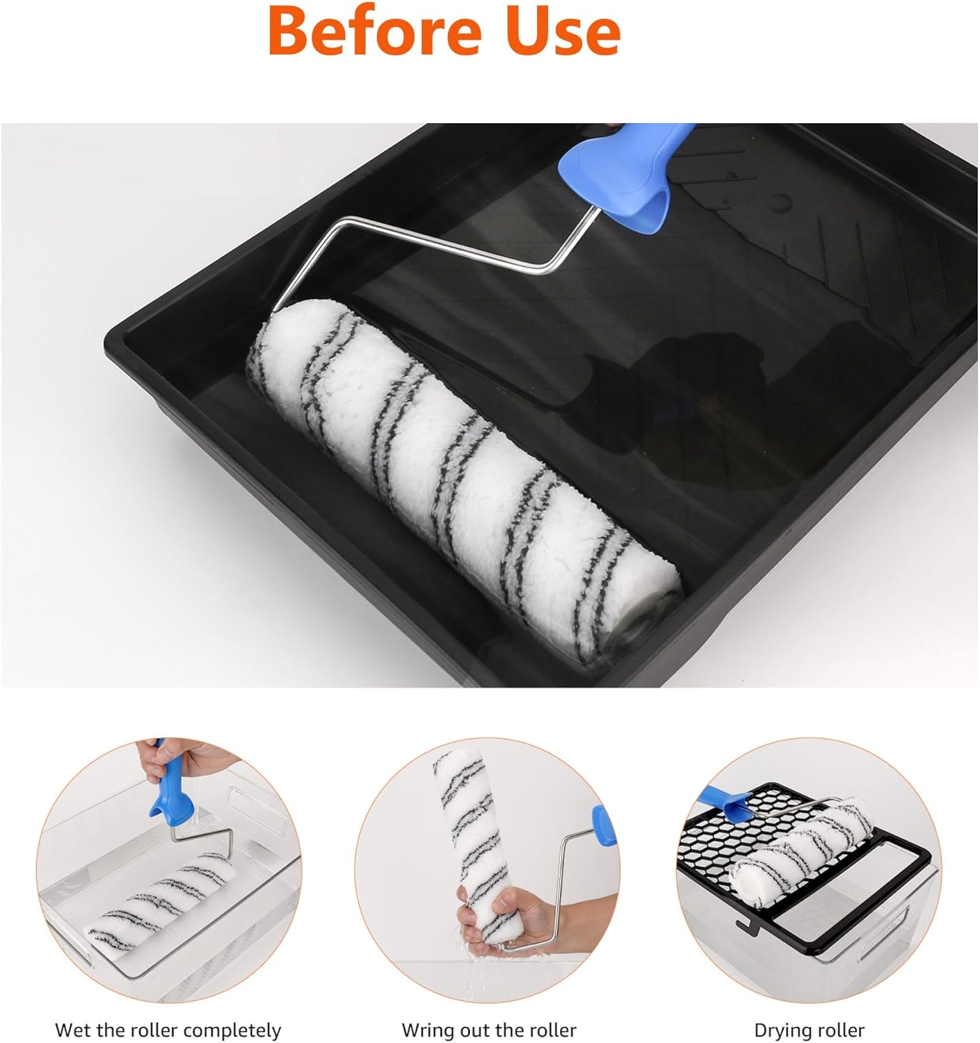 Amazon Basics Microfiber Paint Roller Covers - 22.9 Cm, 6-Pack