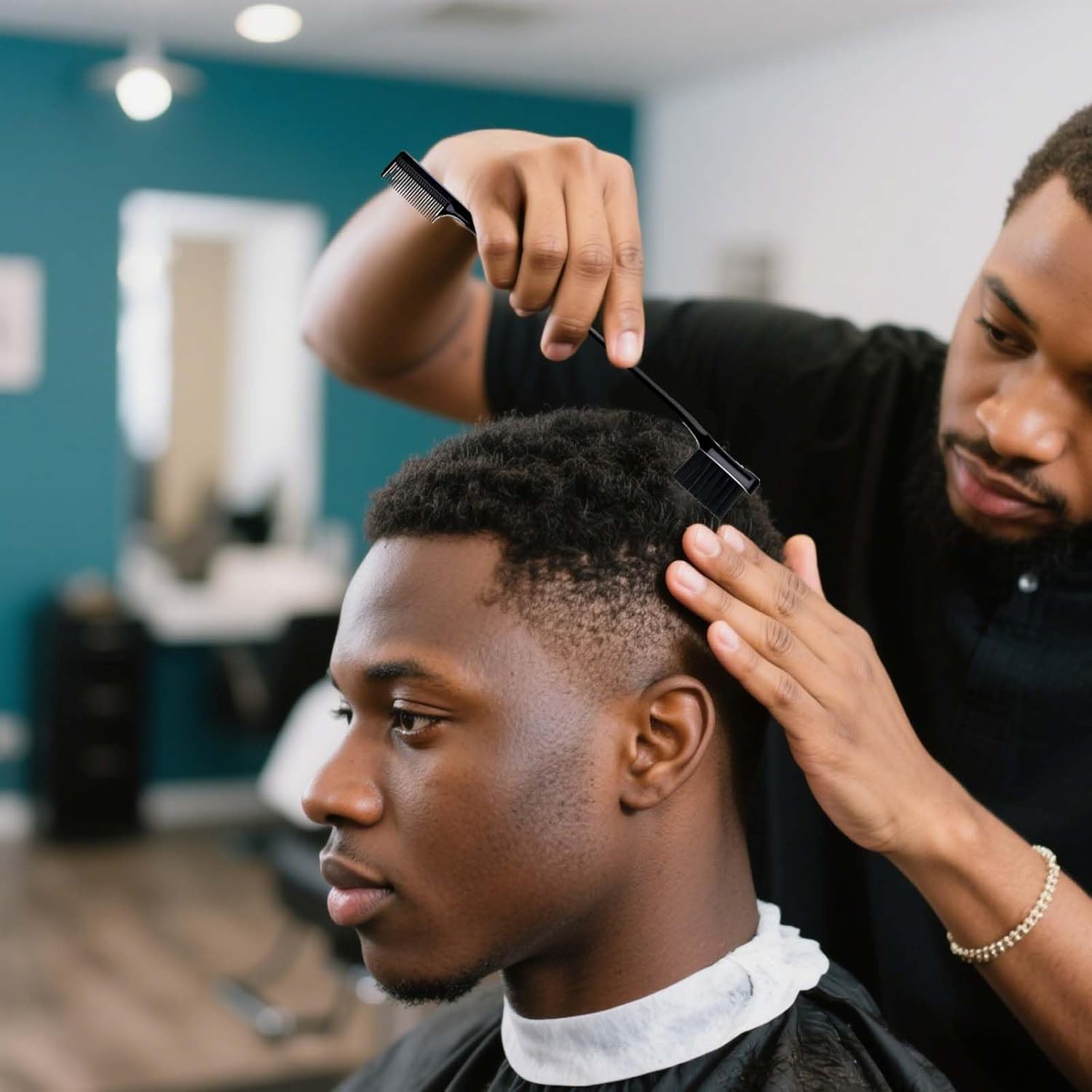 8PCS Hair Brush with Hair Spray Bottle, Hair Styling Comb, Detangle Brush for Natural, Afro British Type 3A-4C, Slick Brushs Set (Black) image number 1