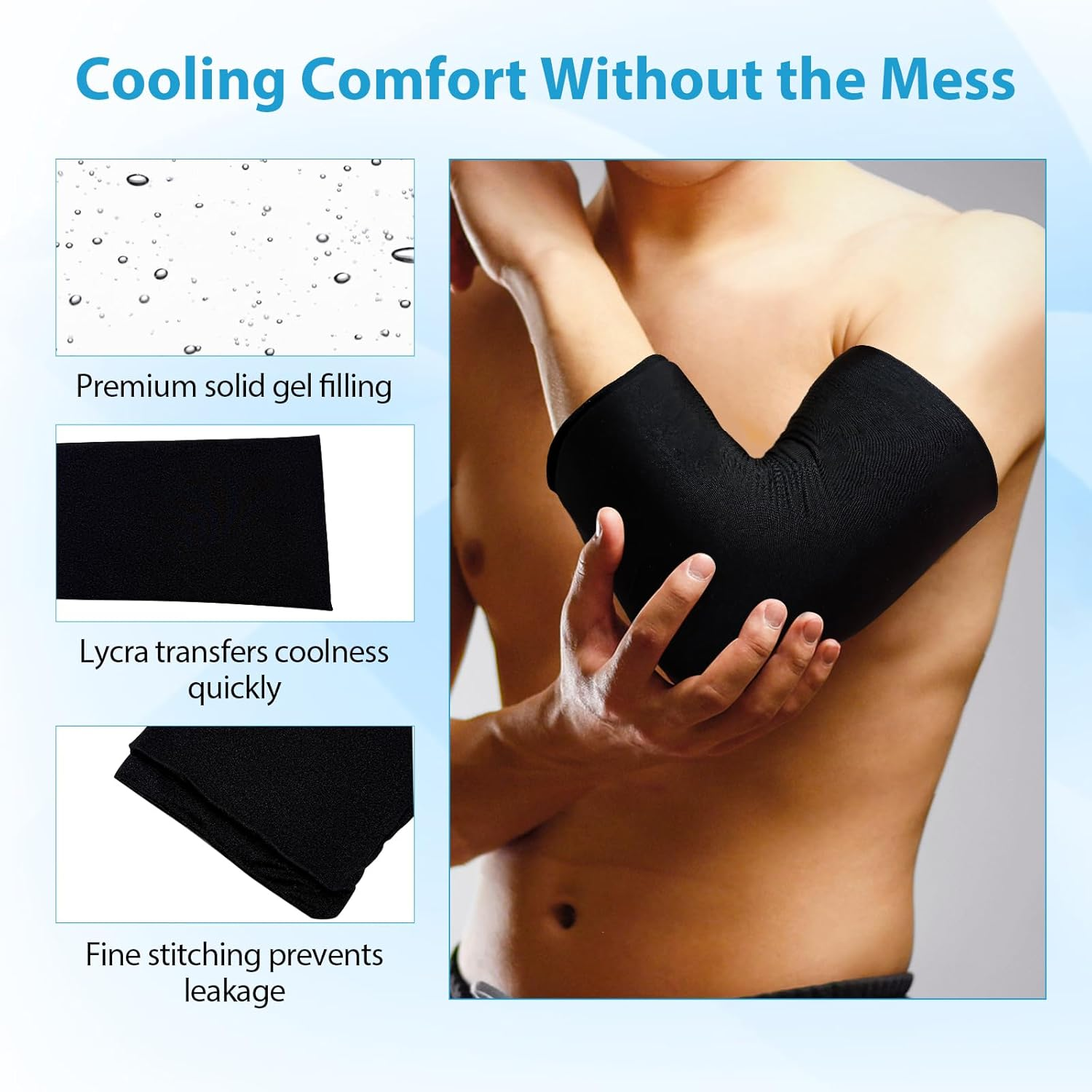 Elbow Ice Pack Wrap Reusable Gel Ice Sleeve for Arm Injuries, Tendonitis & Tennis Elbow, Flexible Hot Cold Compression Ice Sleeve for Pain Relief & Recovery, Fits for Both Arms image number 2