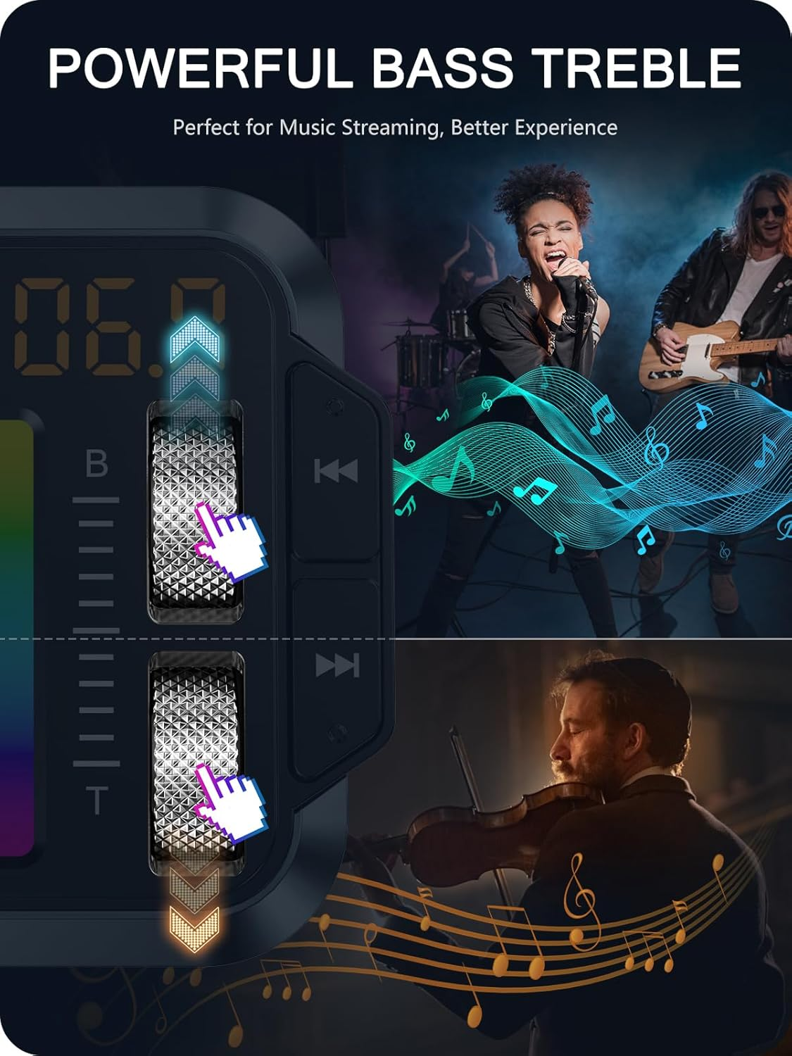 LENCENT Bluetooth 5.3 Car FM Transmitter, Adjustable Treble & Bass Sound Music Player Receiver, Wireless Radio Adapter with PD 20W & QC 3.0 Fast Charger, Hands-Free Calling, Siri Assistant image number 1