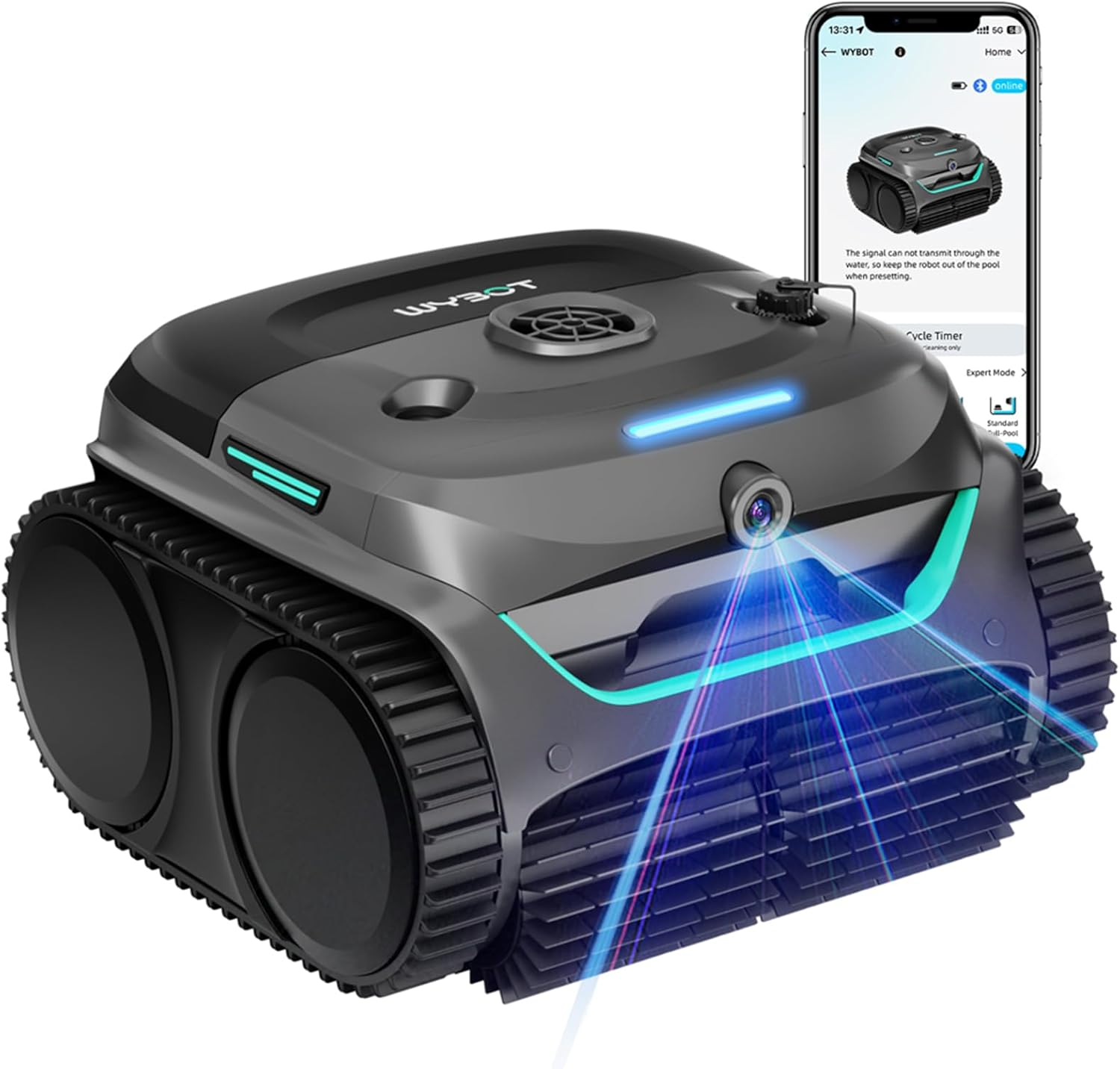 (2026 New) WYBOT C2 Vision AI Camera Cordless Pool Vacuum Robot for Inground&Above Pools, 8 Mode Robotic Pool Cleaner, Utra-Fine Filtration, Powerful Suction, Wall Climbing, Waterline Cleaning, Black