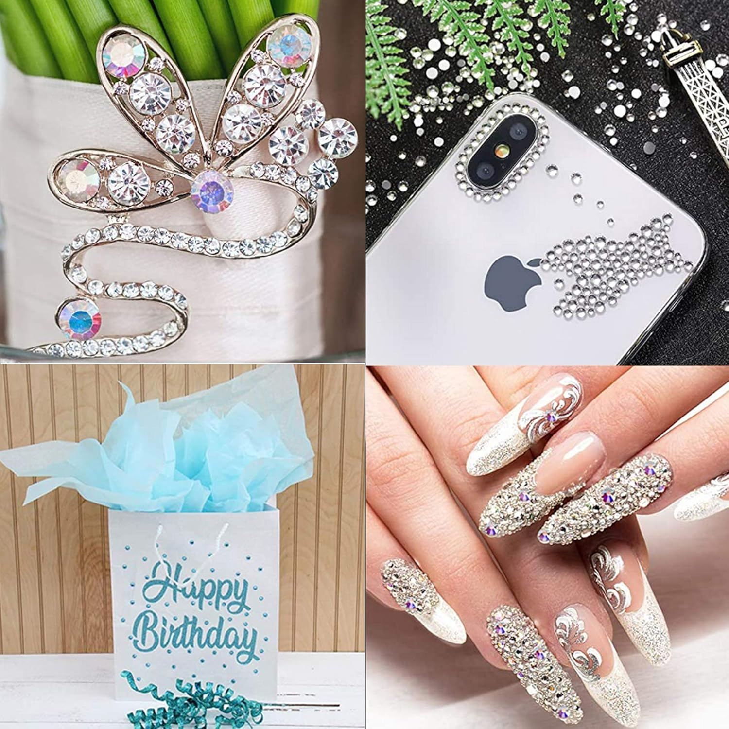 2000 Pcs FYGEM Hot Fix Iron Rhinestones DIY Jewelry Making with Picking Pen (Sapphire AB, SS16) image number 5