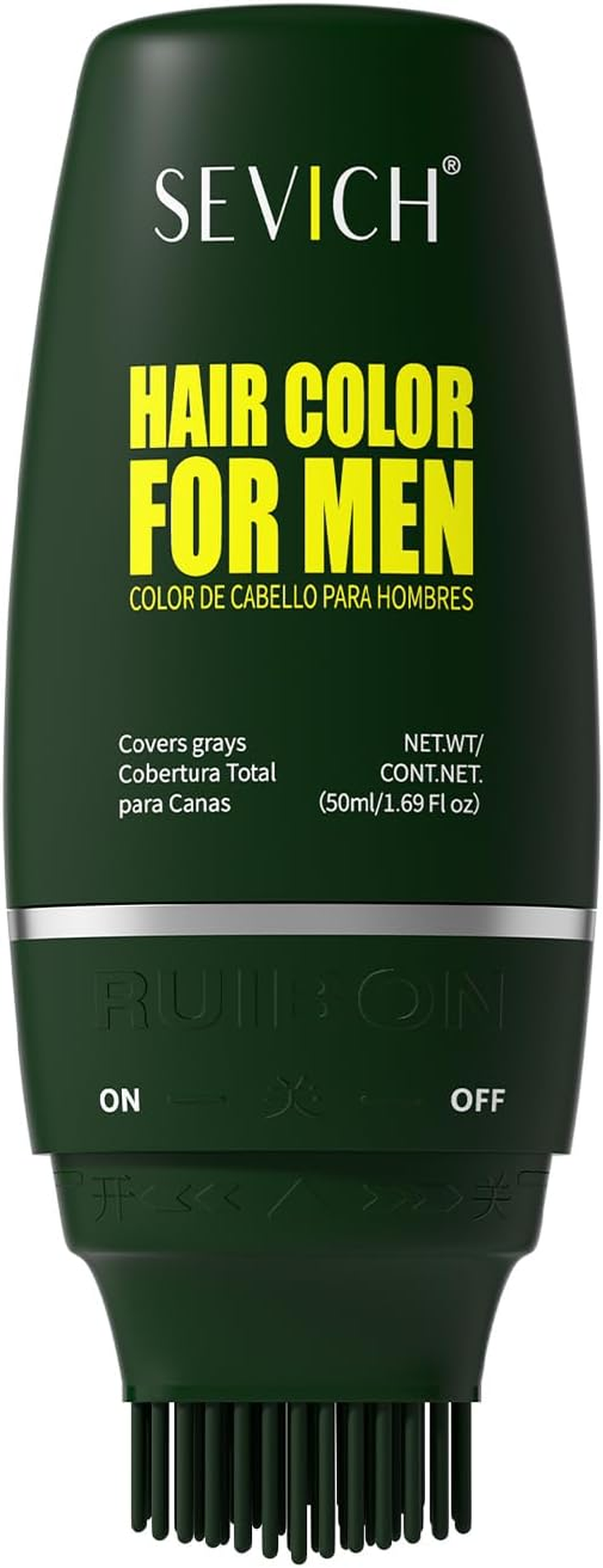 SEVICH Hair Color for Men Gray Coverage, Natural Plant Formula with Applicator Brush, No Ammonia No Peroxide, Quick & Easy Root Touch up in 30 Minutes (Black)