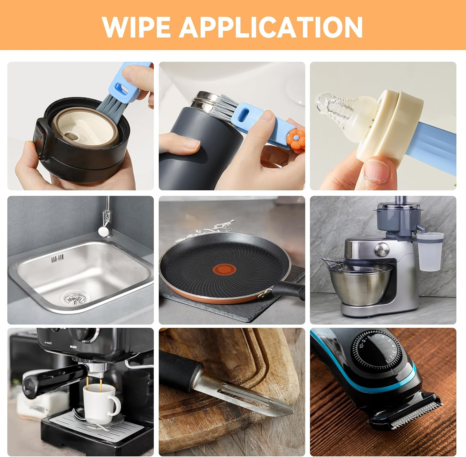 3 in 1 Cup Lid Cleaning Brush, Multifunction Crevice Cleaning Brush, Home Kitchen Crevice Cleaning Tools Flowers Blue image number 6