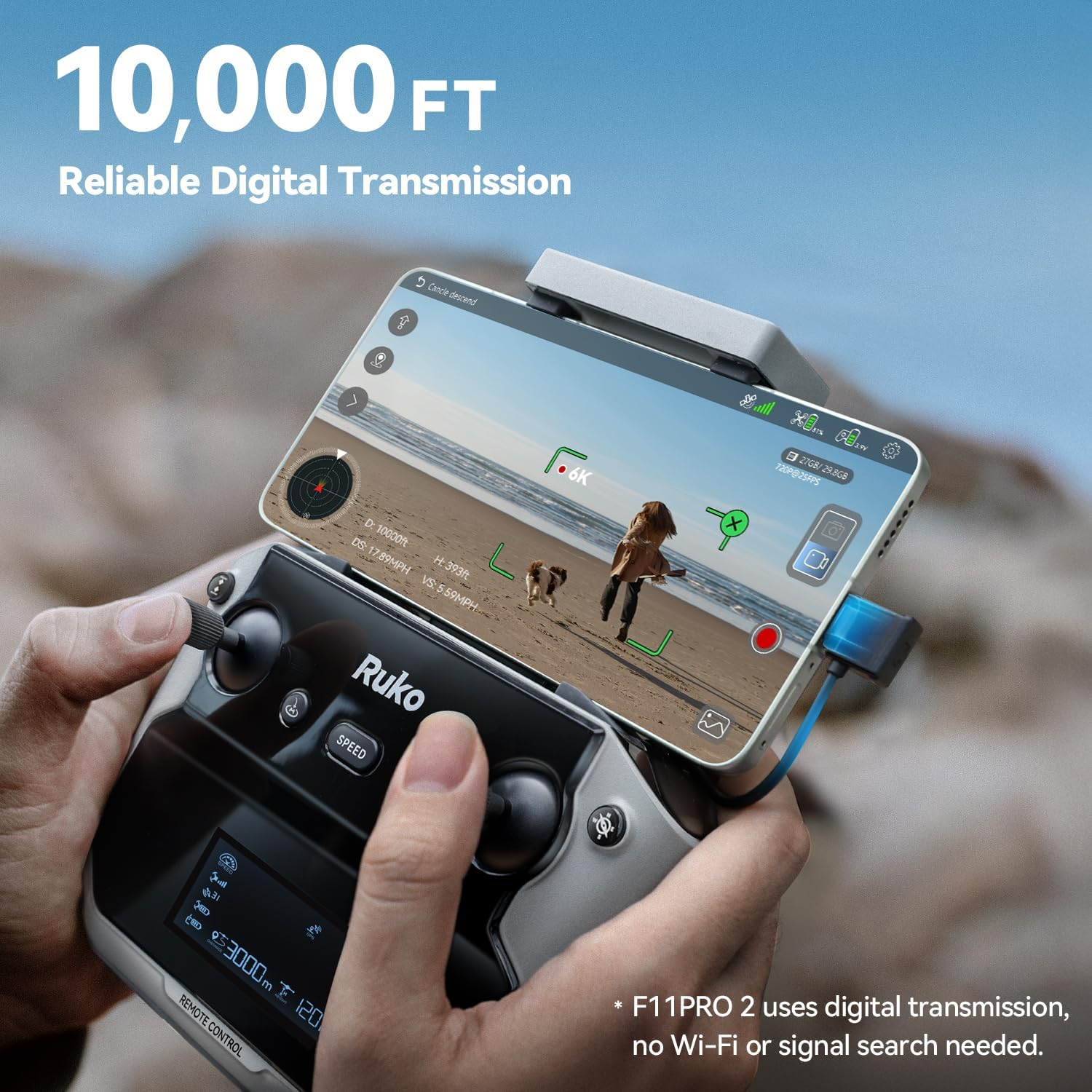 Ruko F11PRO 2 Drone with 6K Camera for Adults, 3-Axis Gimbal, 4K/30Fps Video, 70-Min Flight Time with 2 Batteries, 10000Ft FPV Transmission Professional Drone, Auto Return, Beginner Mode image number 3