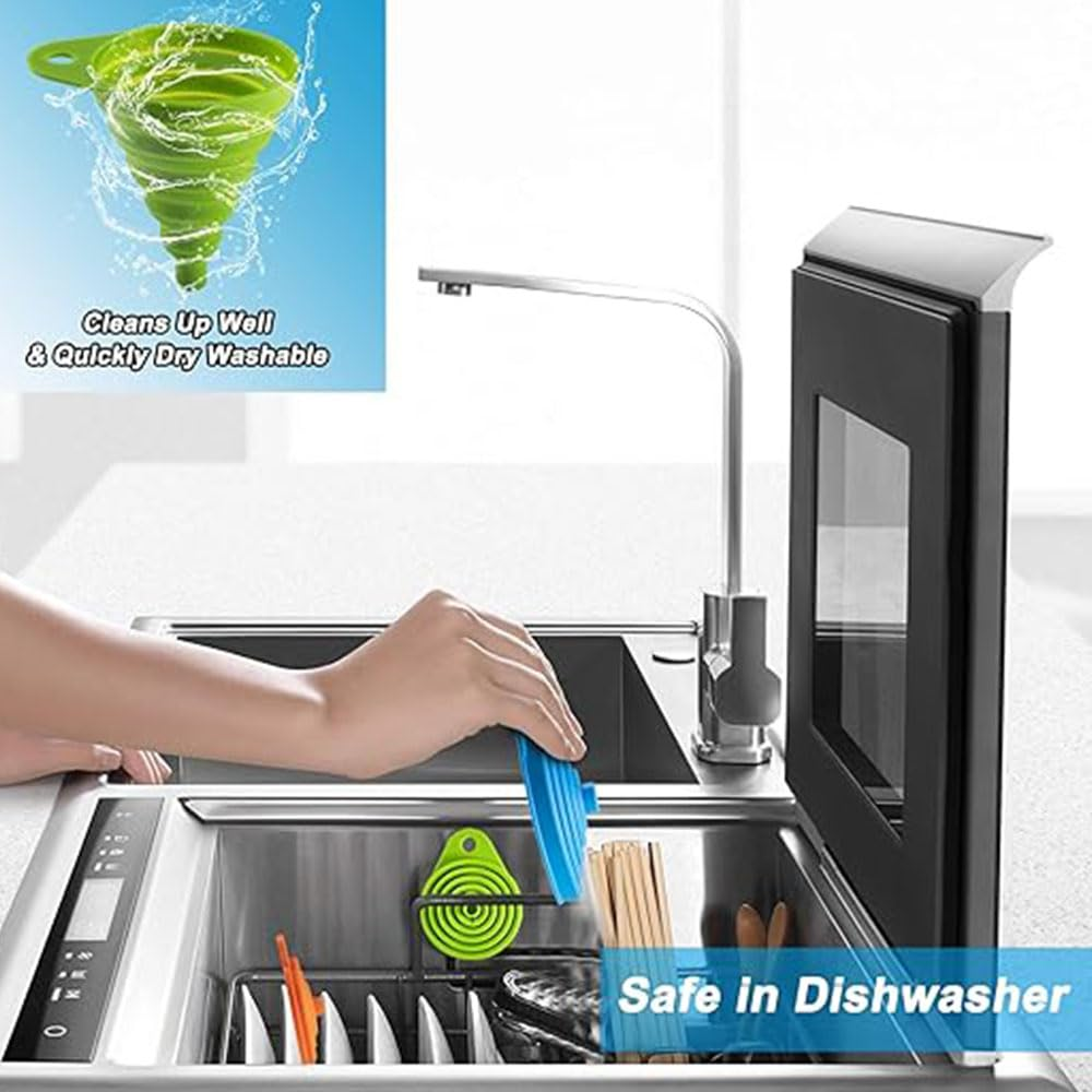 3Pcs Kitchen Funnel Set, Collapsible Funnel, Food Grade Silicone Funnel, Kitchen Gadgets Accessories Silicone Collapsible Funnels for Filling Bottles/Liquid/Powder Transfer image number 2