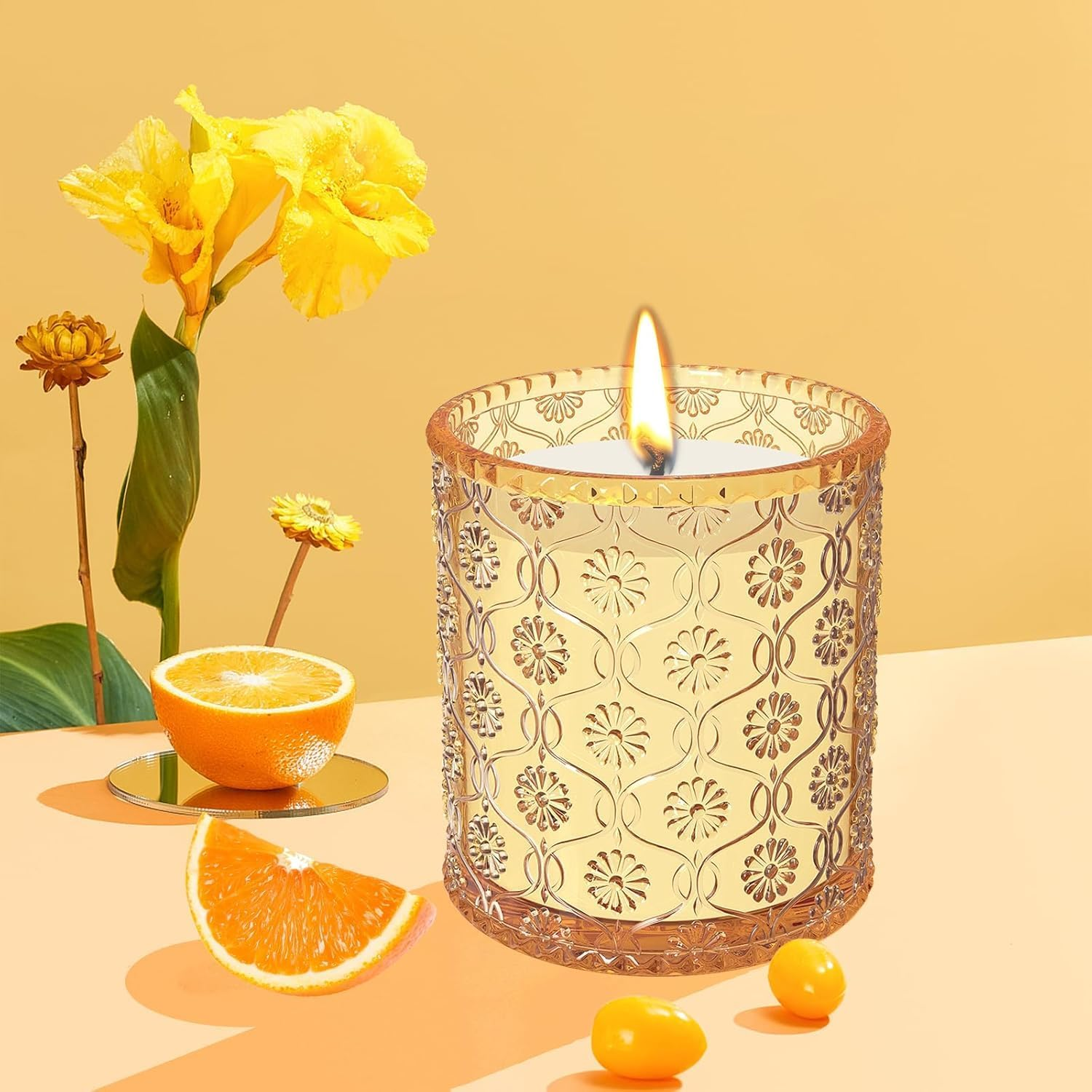 TTRWIN Orange Scented Candle, Refreshing Aromatherapy Home Scented, Natural Soy Wax Jar Aromatherapy Handcrafted Candle for Home Energy Cleansing & Stress Relief, Gifts for Women Birthday image number 1