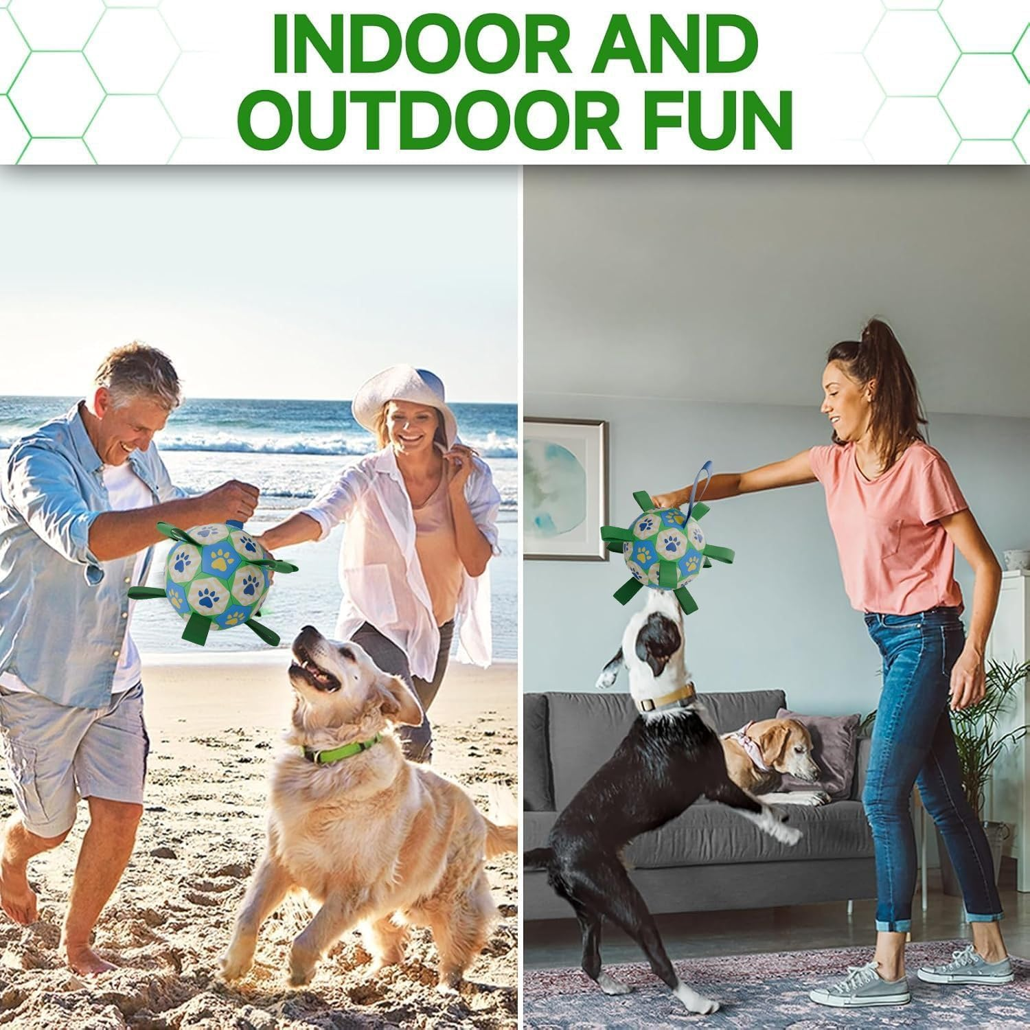 Dog Toys Soccer Ball with Straps, Interactive Dog Toys for Tug of Tug of War,Dog Tug Toy,Dog Water Toy, Durable Dog Balls World Cup for Small Dogs (15Cm)