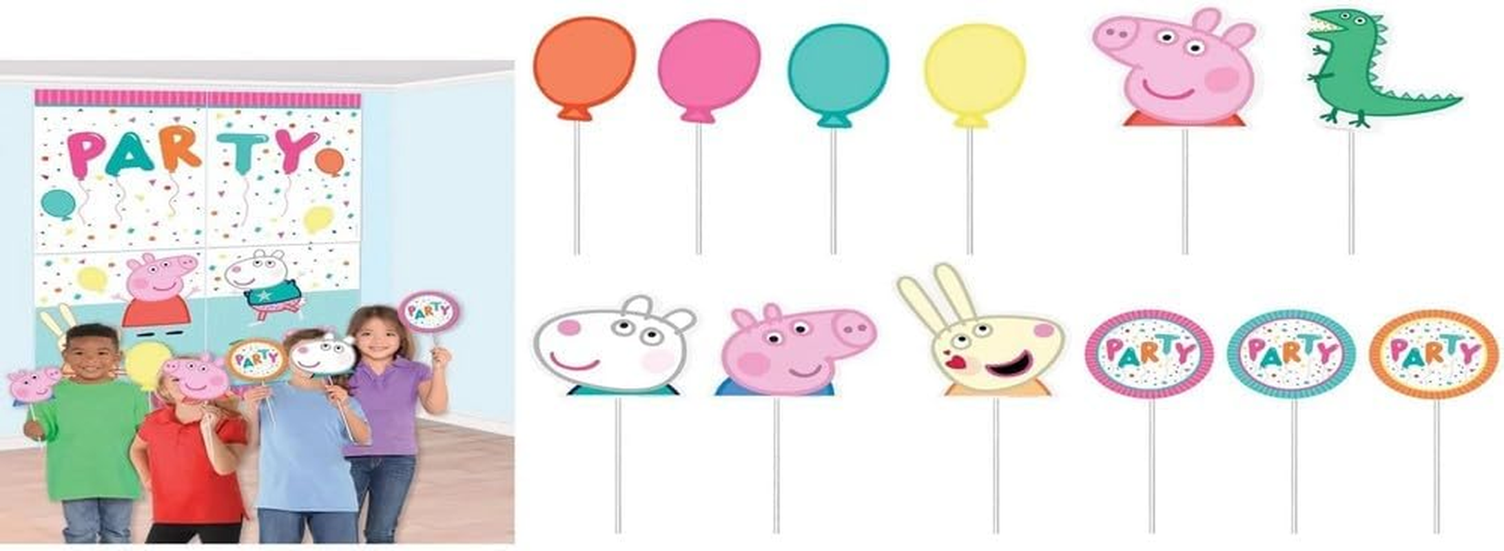 Amscan Peppa Pig Confetti Party Scene Setter with Photo Props image number 1