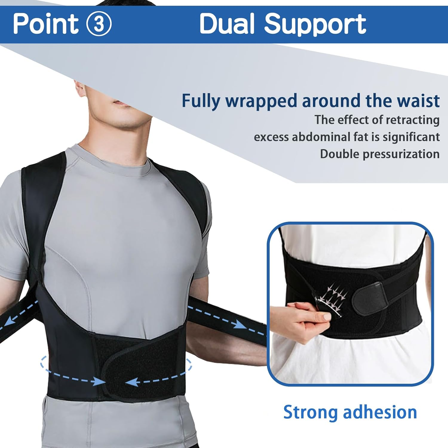 Adjustable Back Posture Belt for Men & Women，Back Brace for Posture,Back Supporter,Adjustable Elastic Straps (S) image number 6