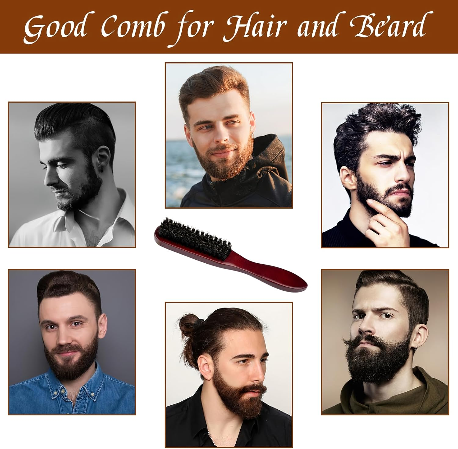 Sleek Bun Beard Brush Boar Bristle Brush Hair Brush Sleek Look Hair Styling Brush for Hair and Beard Styling image number 4