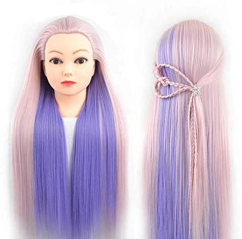 Mannequin Head with Hair 60Cm Hair Manikin Training Head Hair Practice Cosmetology Hair Doll Styling Hairdressing Braiding Heads with Clamp Holder image number 4