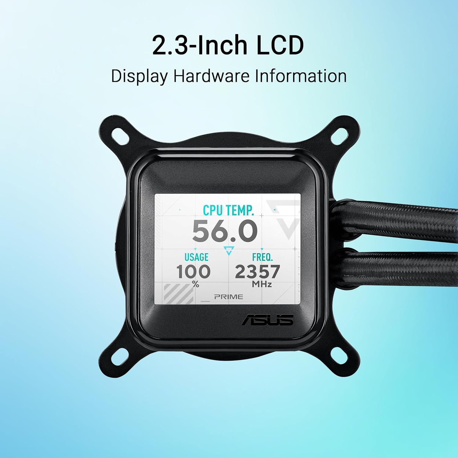 ASUS Prime LC ARGB LCD All-In-One CPU Liquid Cooler with Sharp Screen Showcasing CPU & GPU Information with Different Background, High-Performance Pump Armed with Robust Motor, Daisy-Chainable Fans image number 3