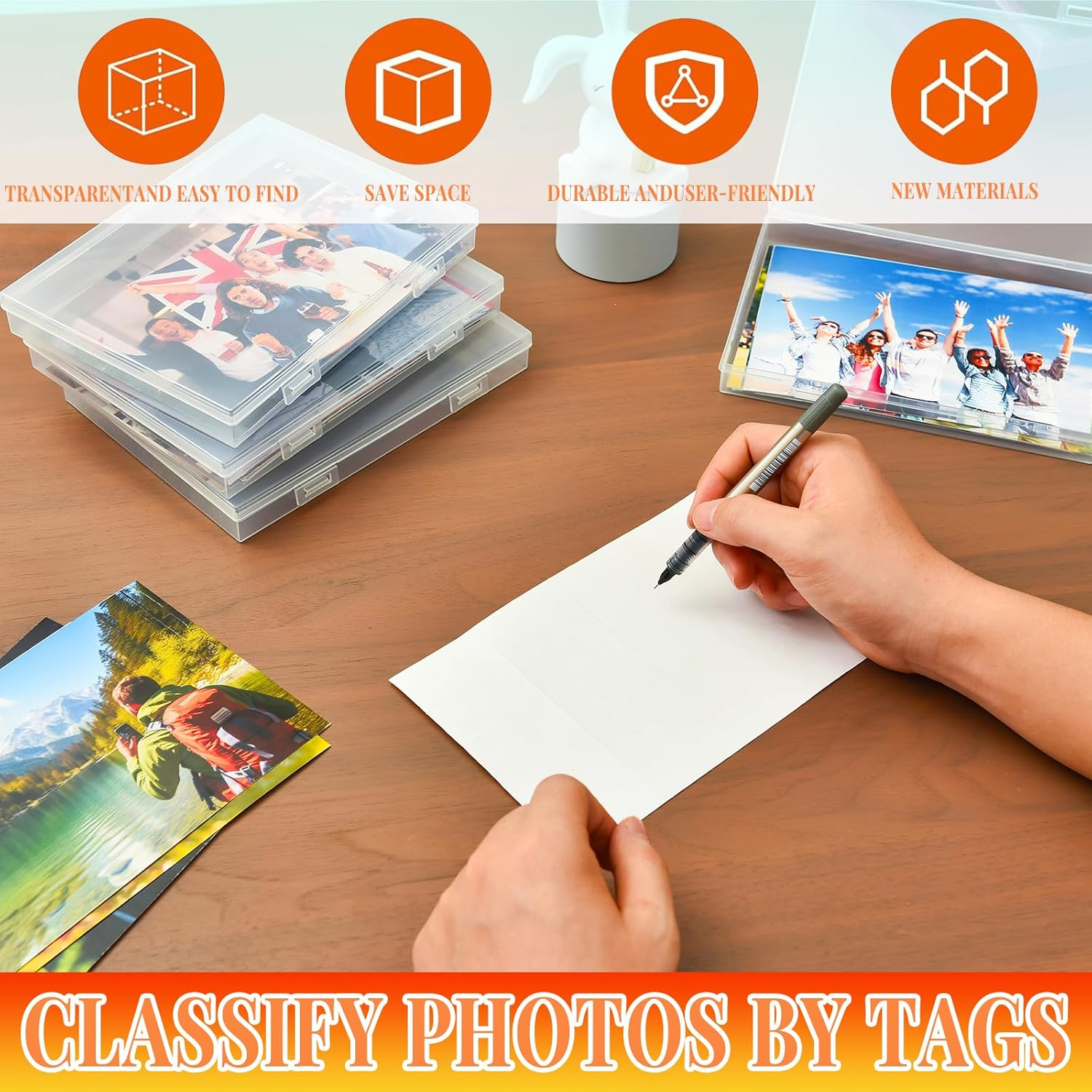 Photo Storage Box 5 X 7 Inches, 18 Inner Photo Cases with Dividers, Clear Acid-Free Photo Storage Containers with Handle, Photo Organizer Craft Keeper for Stickers, Craft, Stamp - Clear image number 6