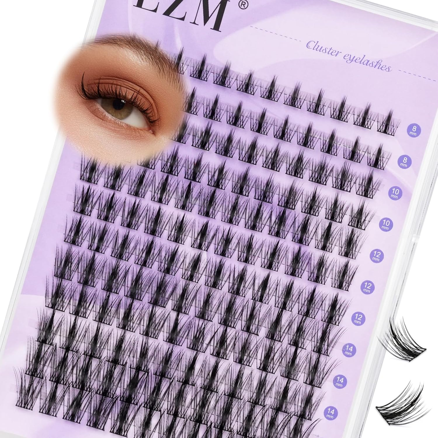 LZM Individual Manga Eyelashes 144PCS 8-16Mm C Curl Natural Thin Strip Reusable Individual Eyelash Extensions Manga Cluster Lashes (DL02-C-MIX) image number 3