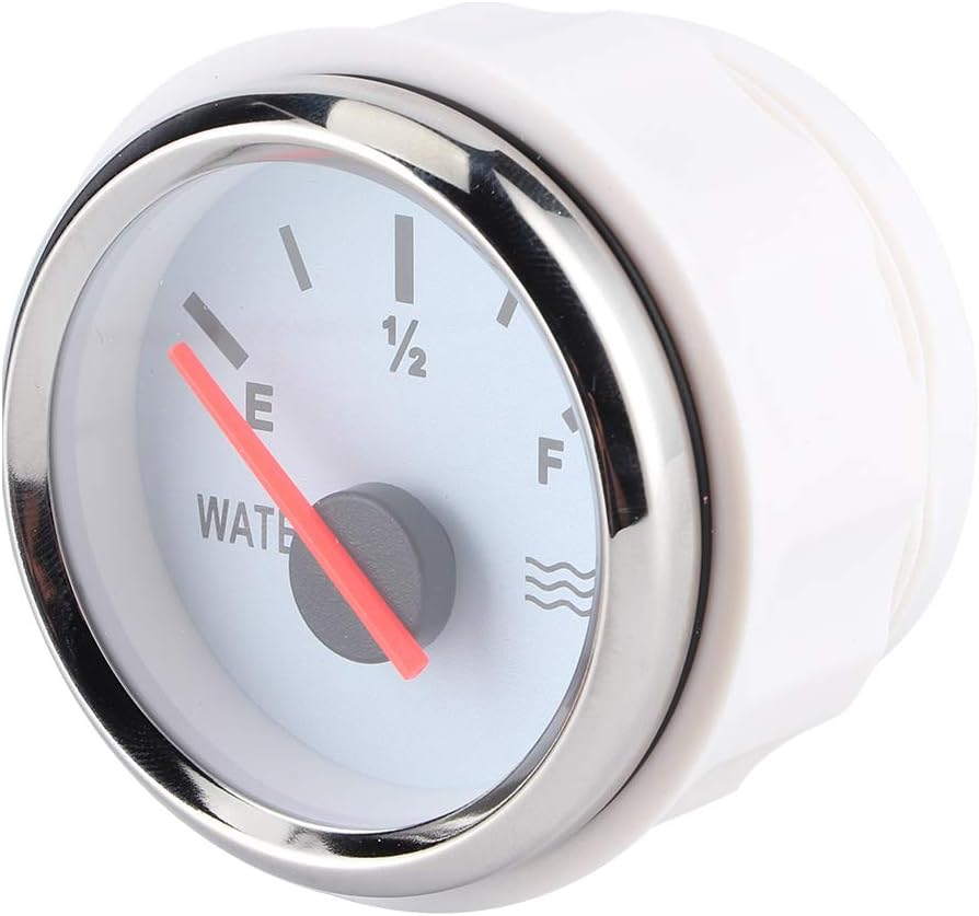 TOPINCN 2In High Accuracy Water Level Gauge for Marine Boat Truck RV, Stainless Steel Black Dial Silver Frame Gauge for Water Tank Level Indicator (White Dial Silver Cover) image number 2