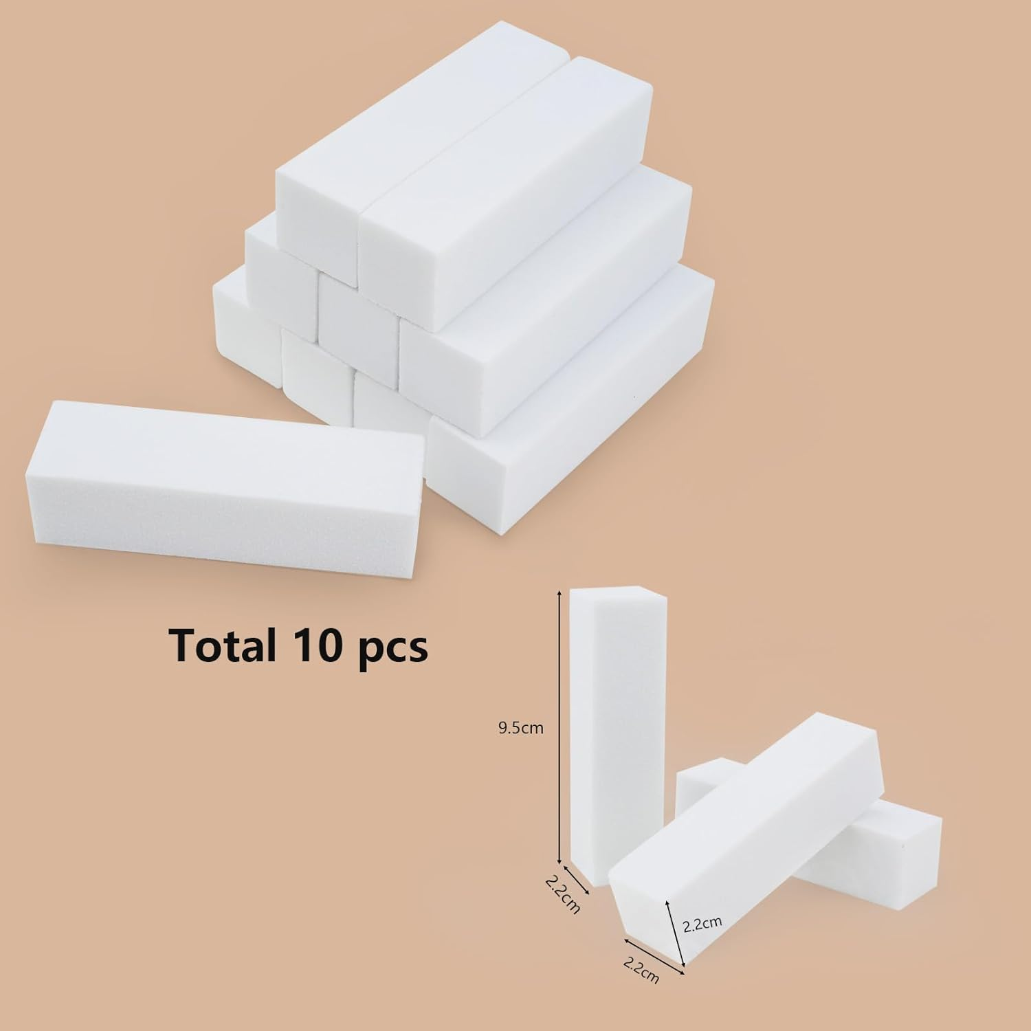 Set of 10 Nail File Nail Polishing Blocks, Buffer for Nail Art Tips, Professional Polishing File for Sanding Acrylic or Natural Gel Nails, 4 Washable Sides for Manicure image number 5