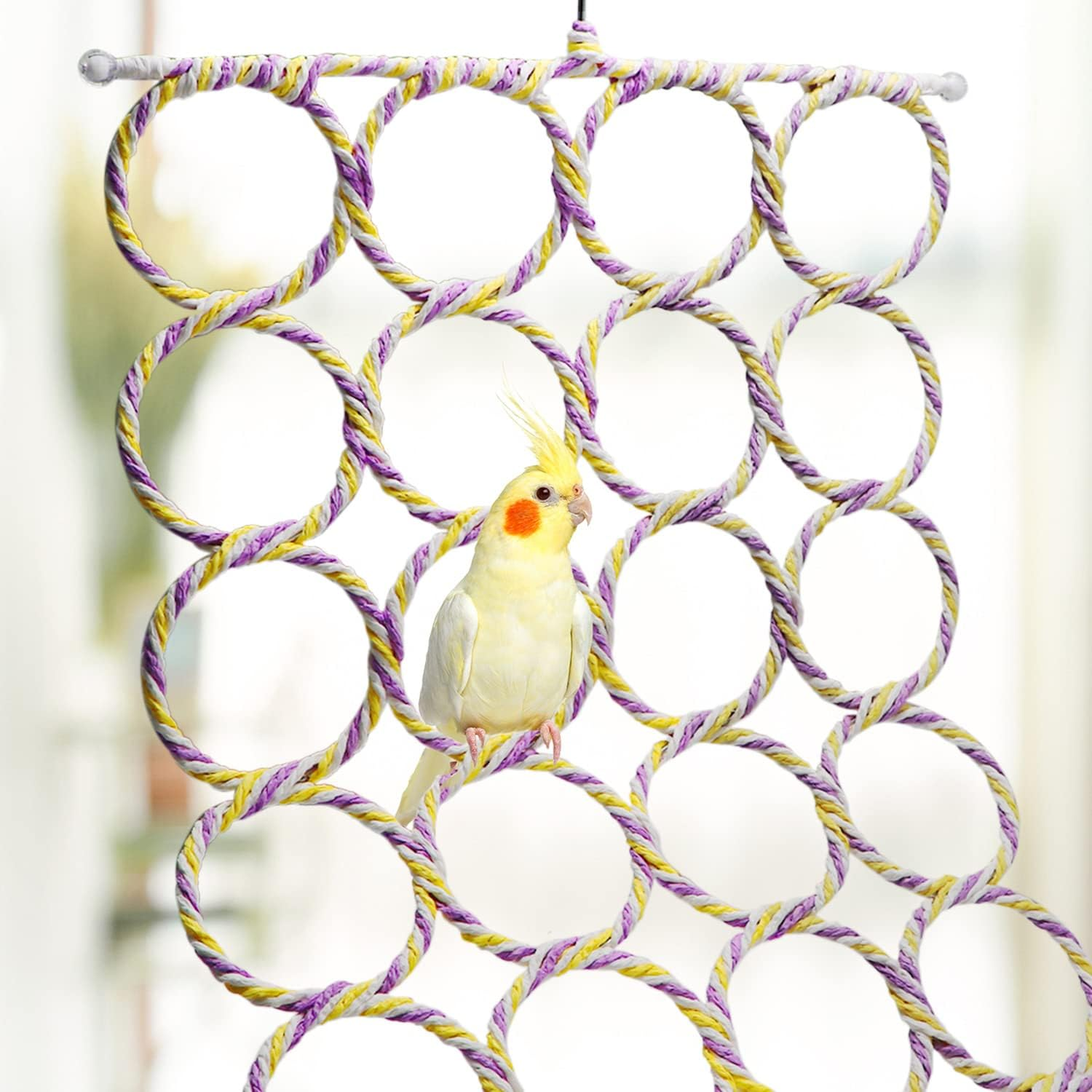Bird Rope Climbing Net Parrot Swing Hanging Toy for Parakeet Cockatiel Cockatoo Conure African Grey Macaw (Random Color) image number 1